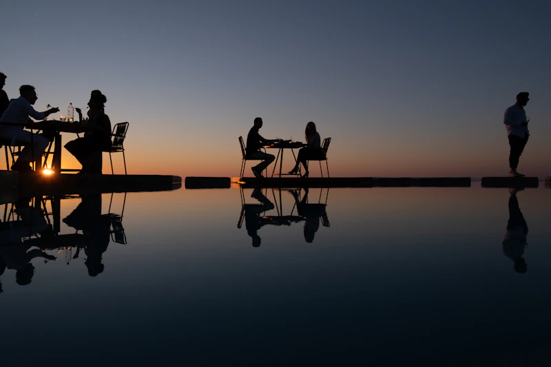 romantic oceanfront dinner at sunset