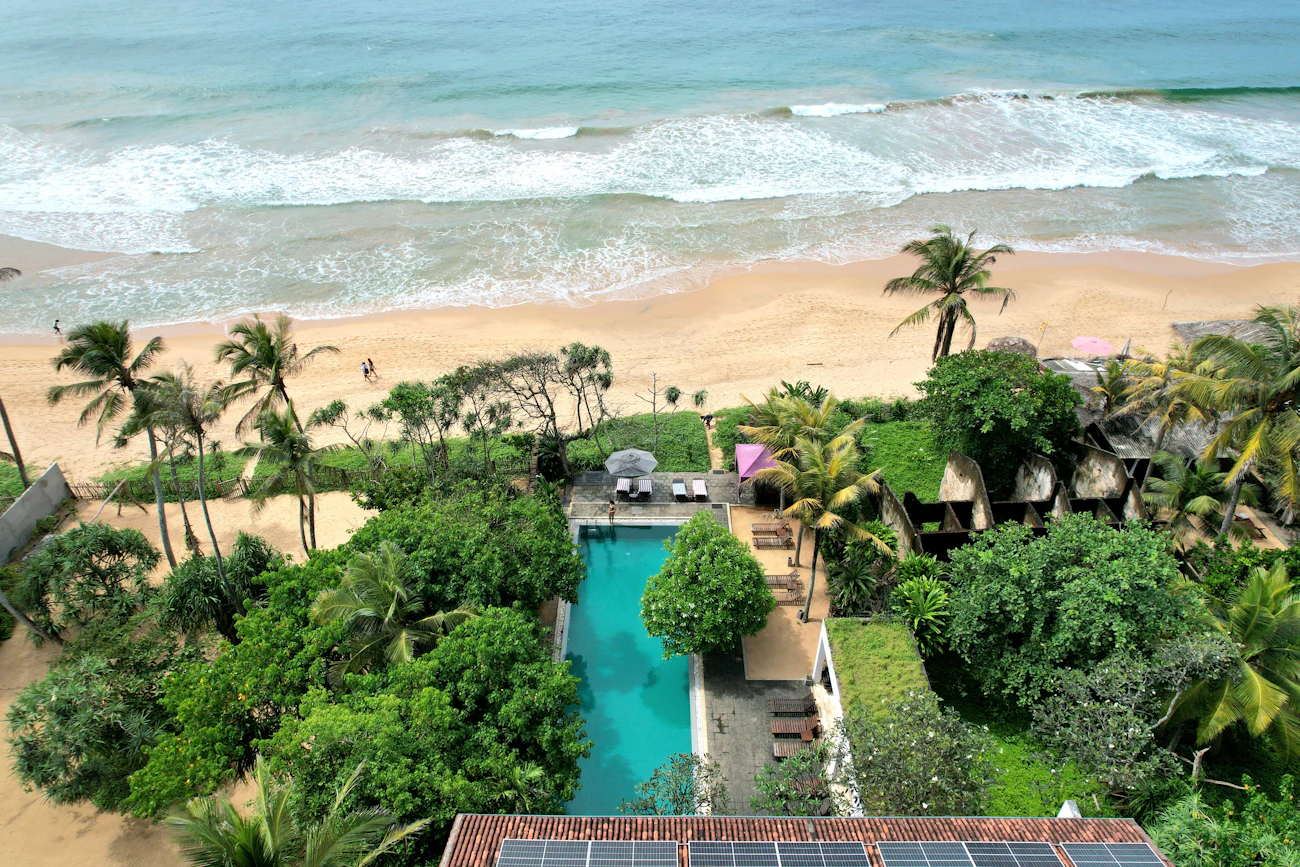 Tropical resort with pool and ocean views