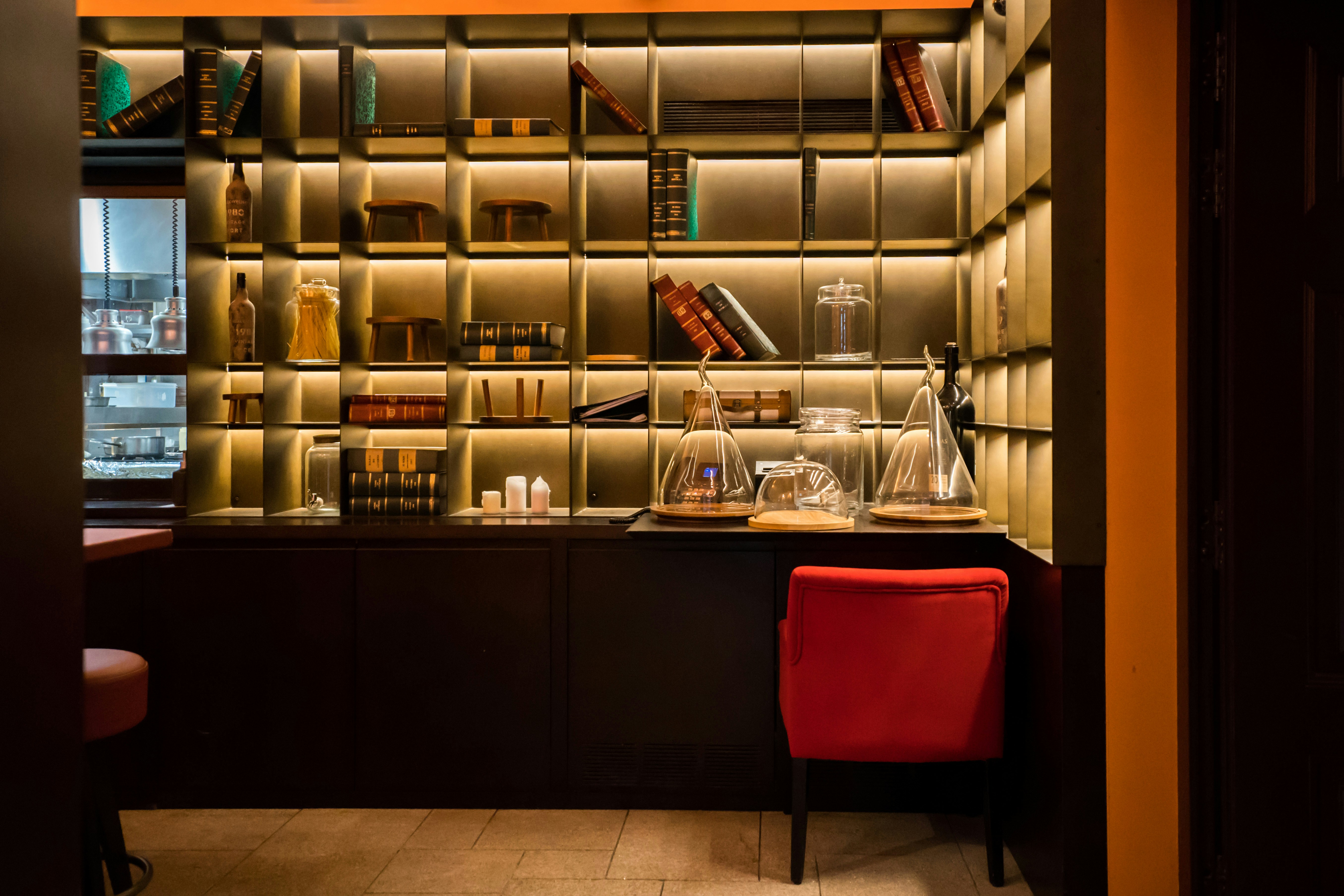 Luxury study with built-in cabinetry suitable for a large safe