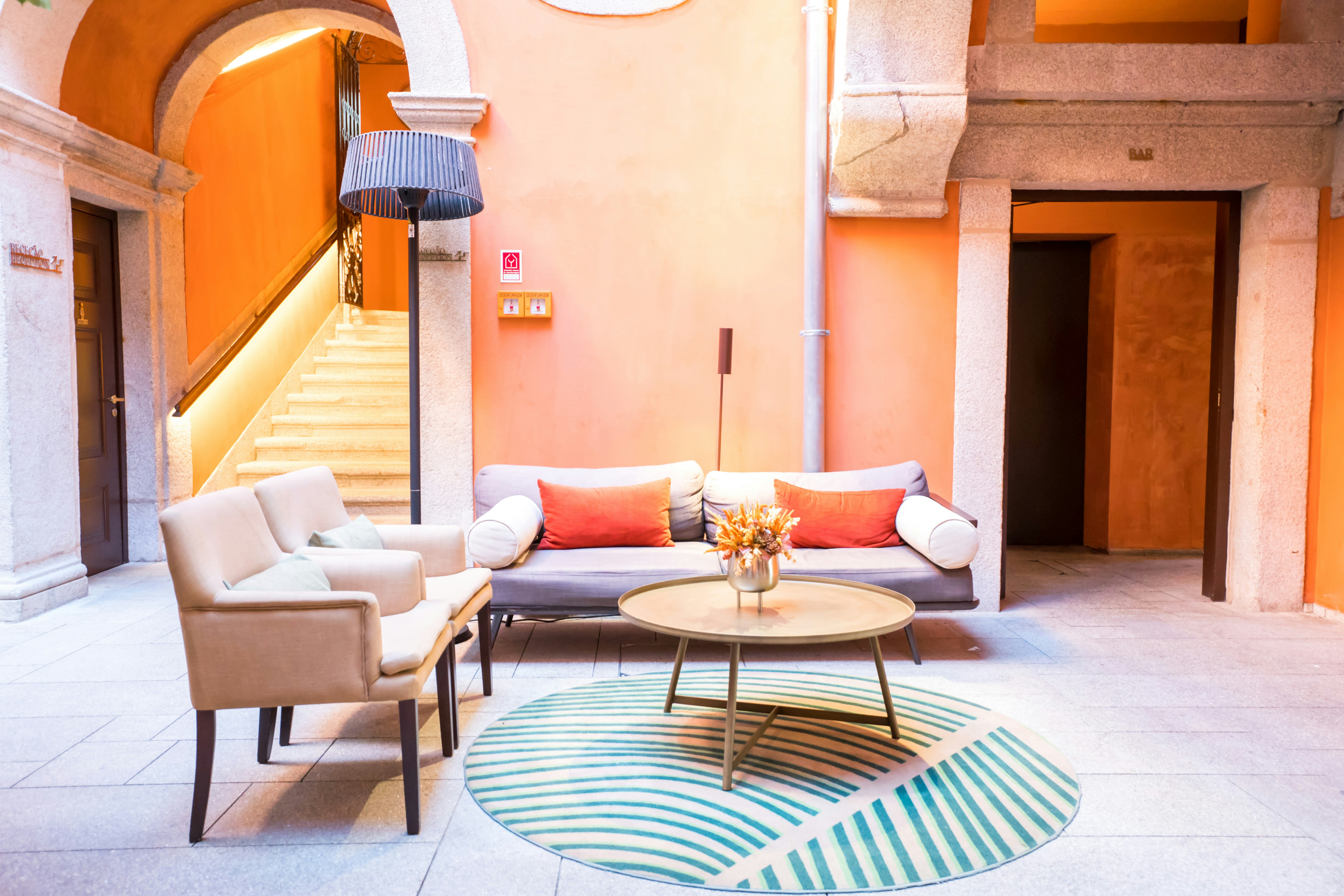 Modern living room with sofas and chairs