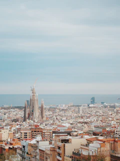 Panoramic view of Barcelona with the Sagrada Família