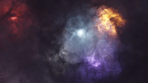 Colorful nebula with bright center in deep space