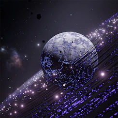 A planet with a glowing ring in deep space