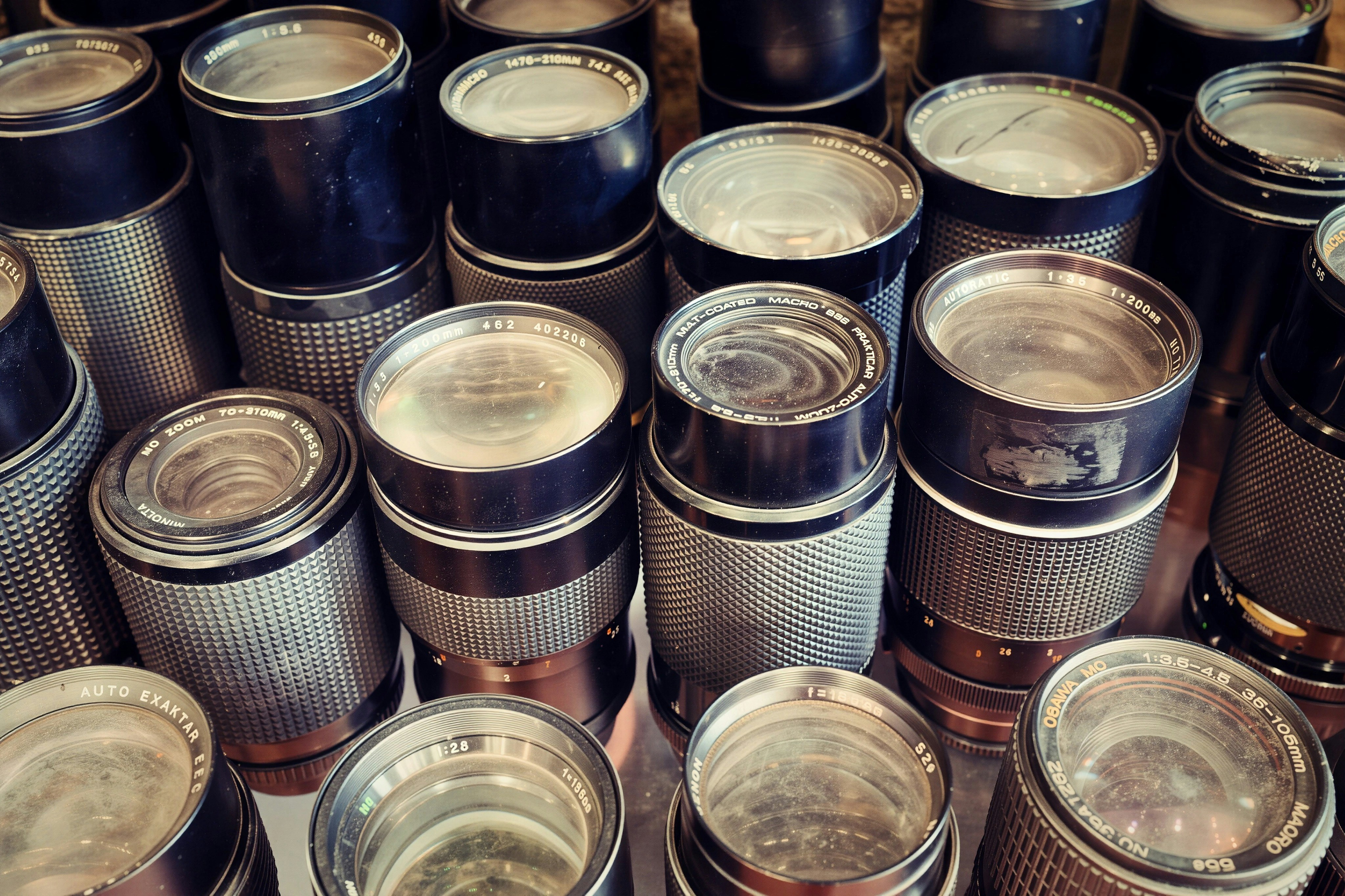Close-up of many empty tin cans stacked together