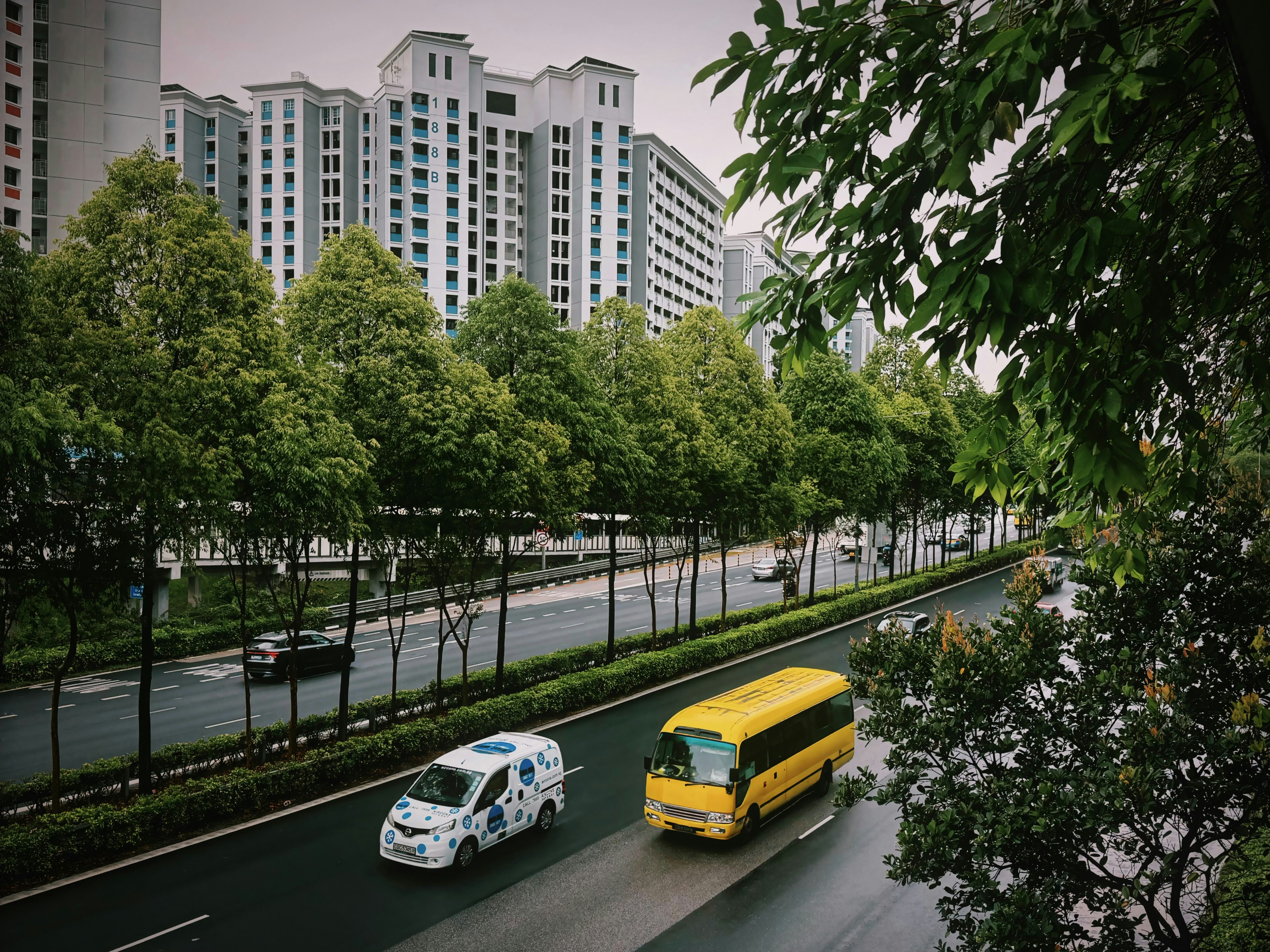 clean modern autonomous electric vehicle driving on city road