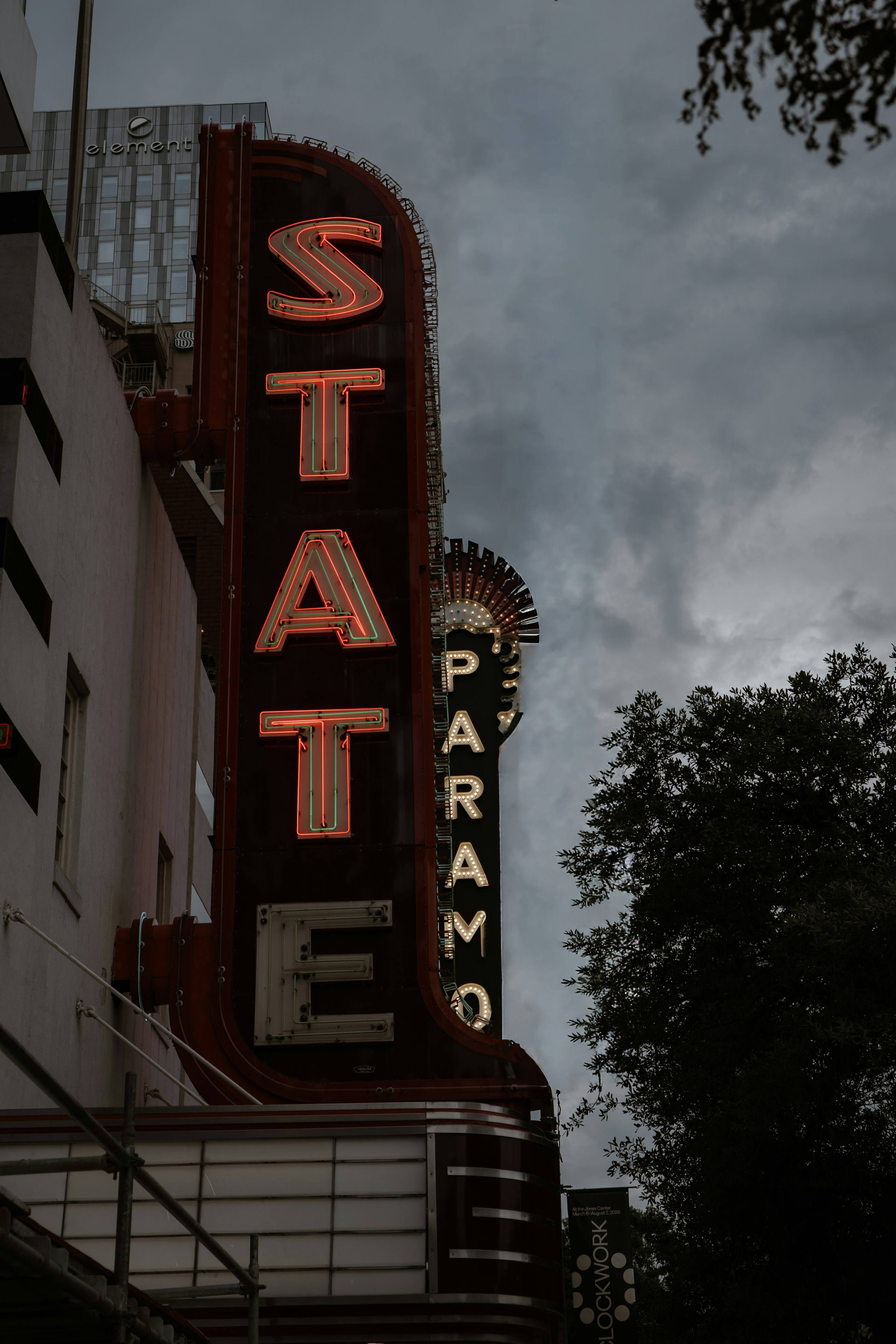 Vintage neon sign for the state paramount theater