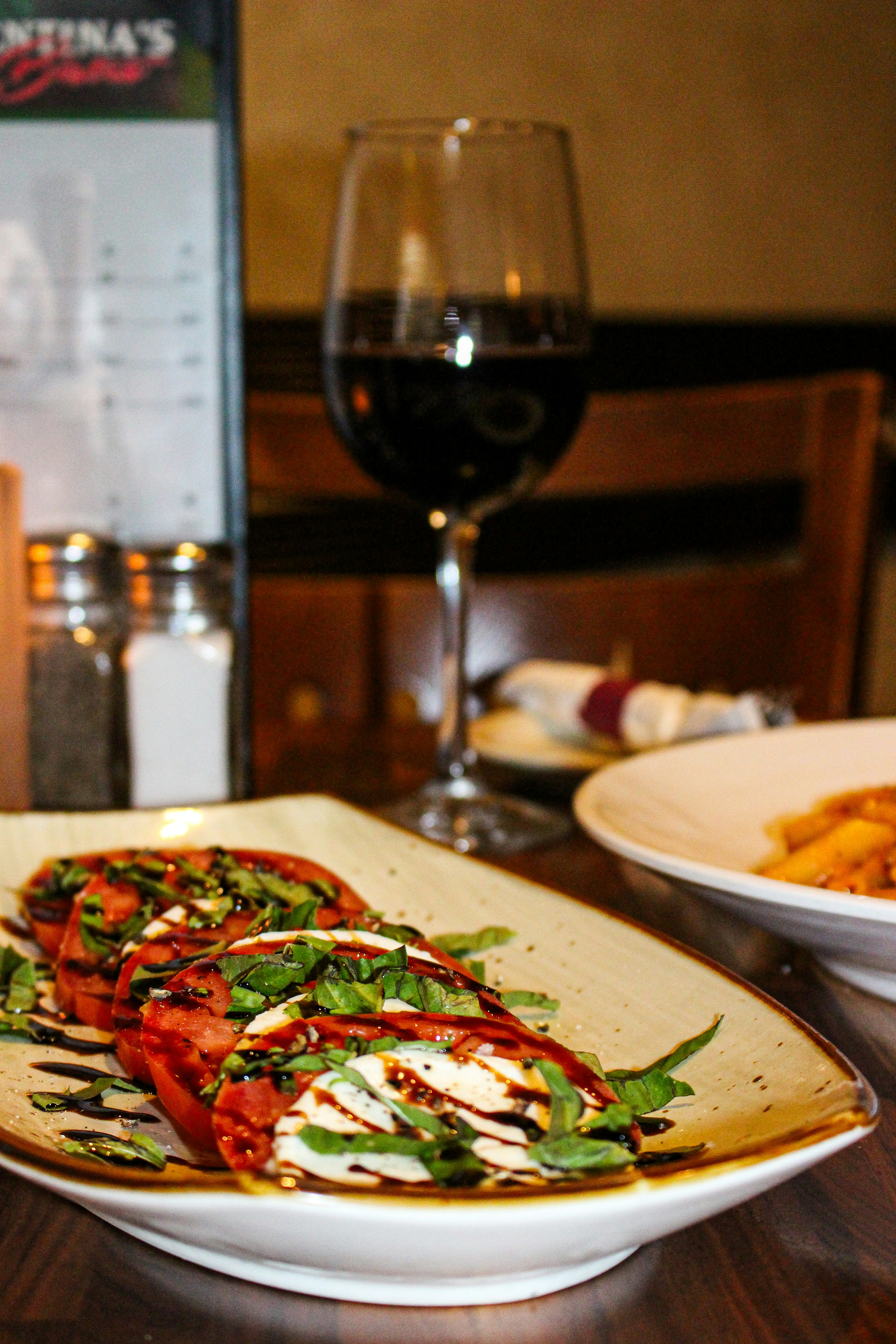 Caprese salad with balsamic glaze and basil