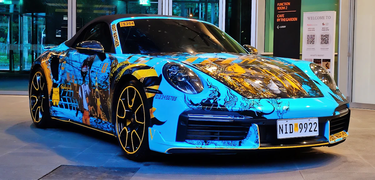 Porsche with graphic vinyl livery