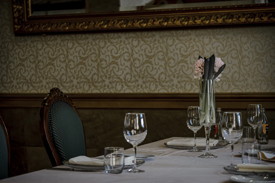 A private dining room set and empty.