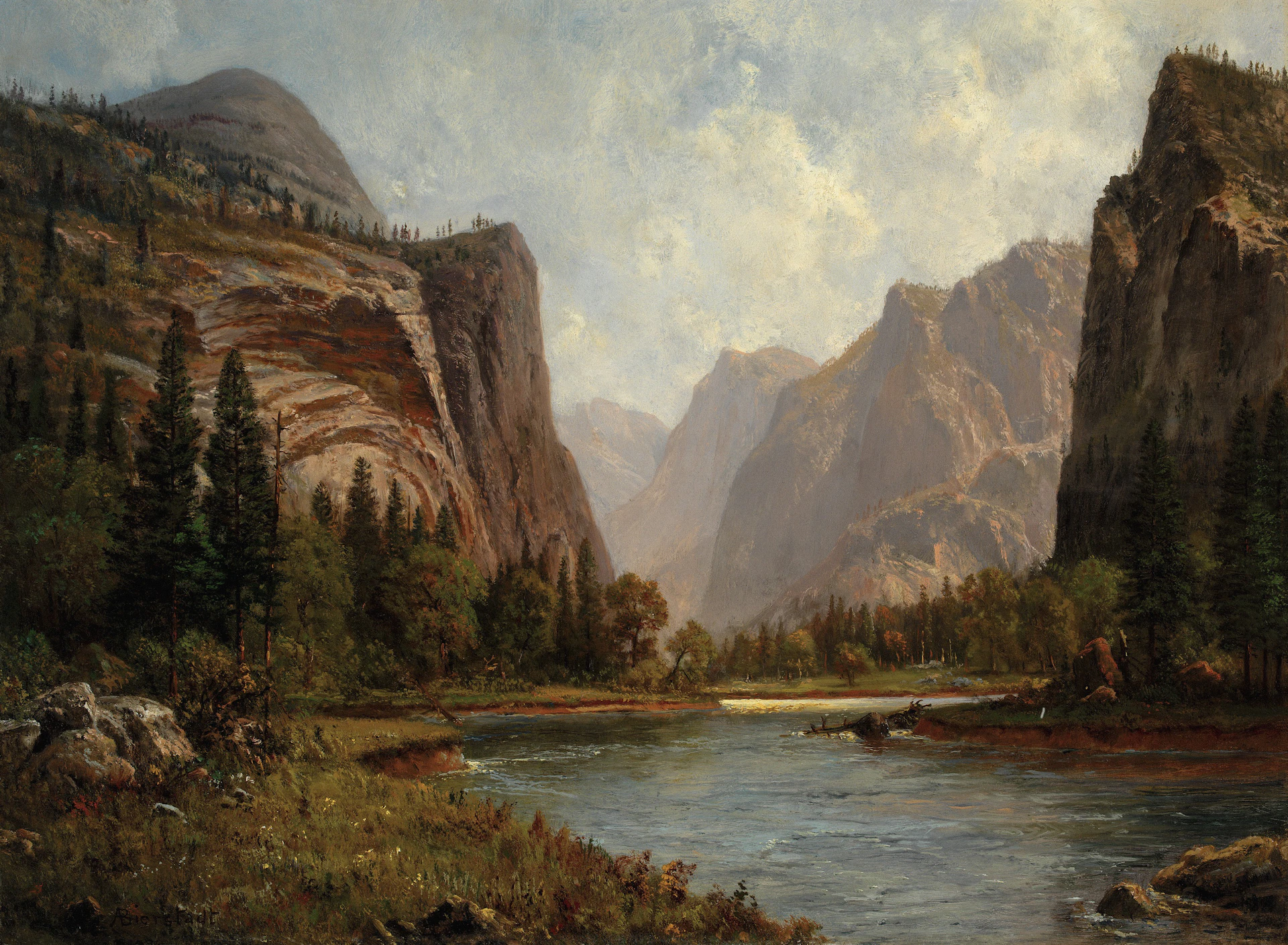 Majestic mountain valley with a winding river