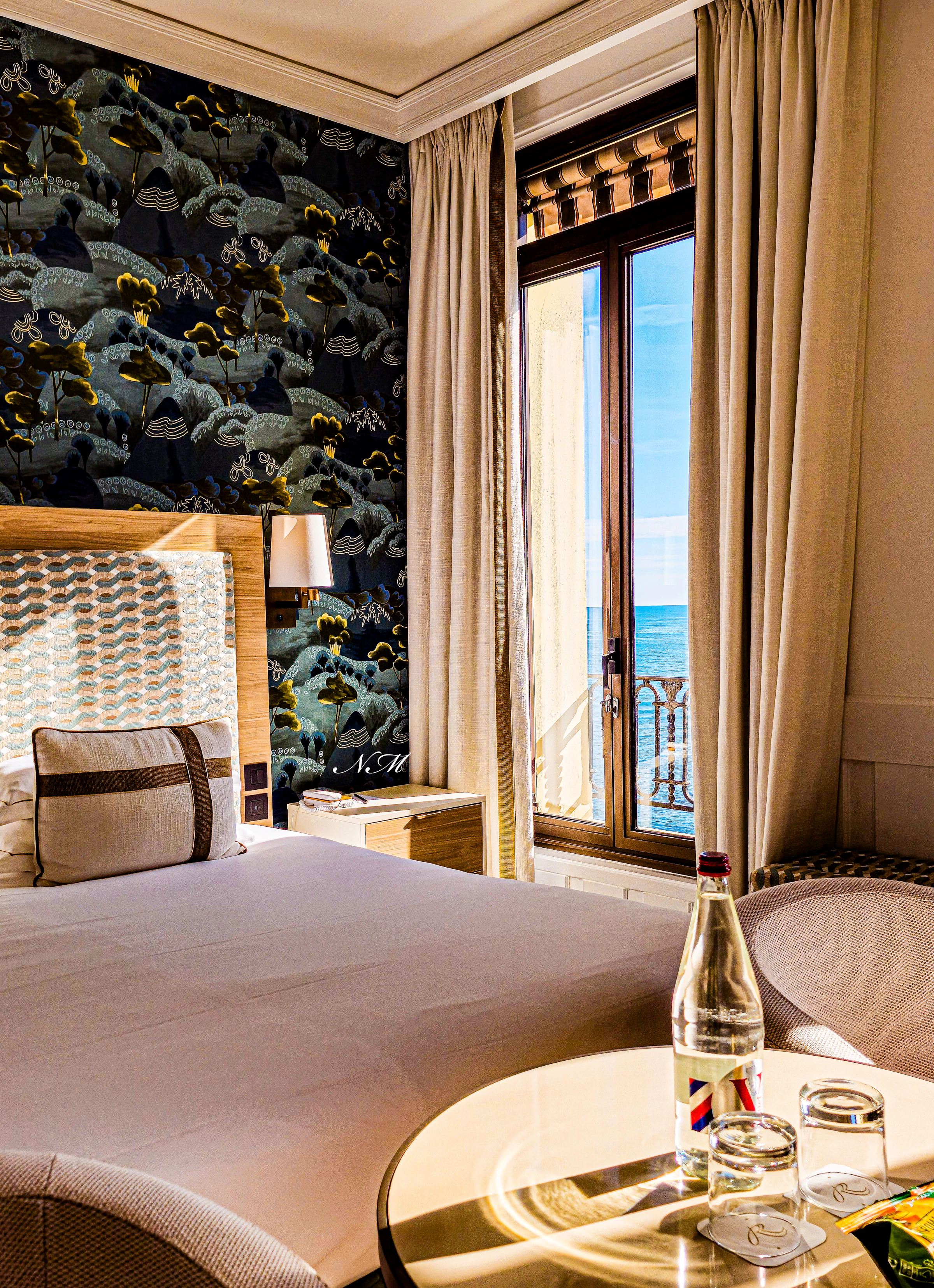 Elegant luxury hotel room with a beautiful sea view