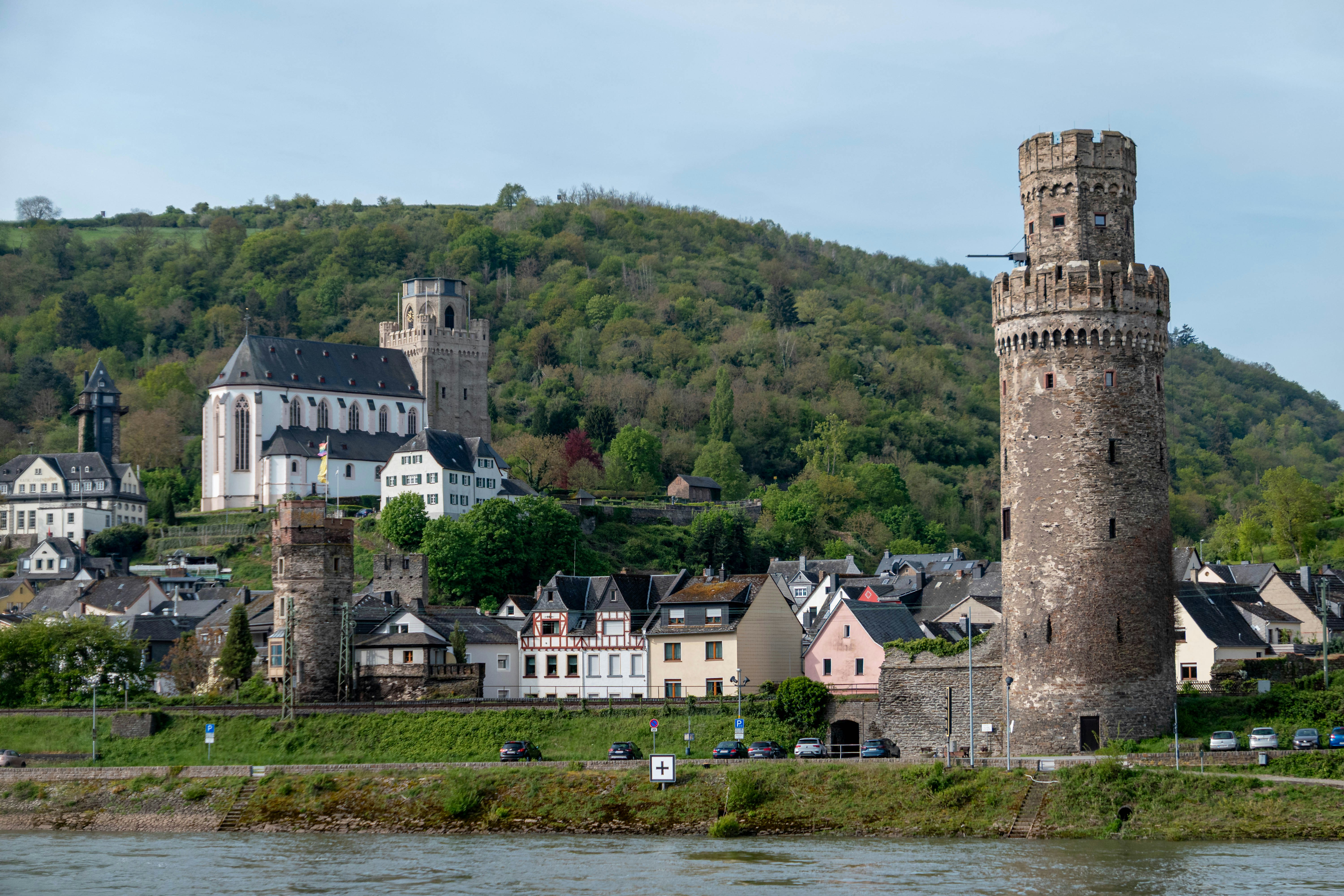 Historic german town with castle and river