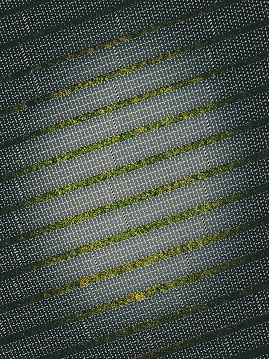 Aerial view of a solar farm