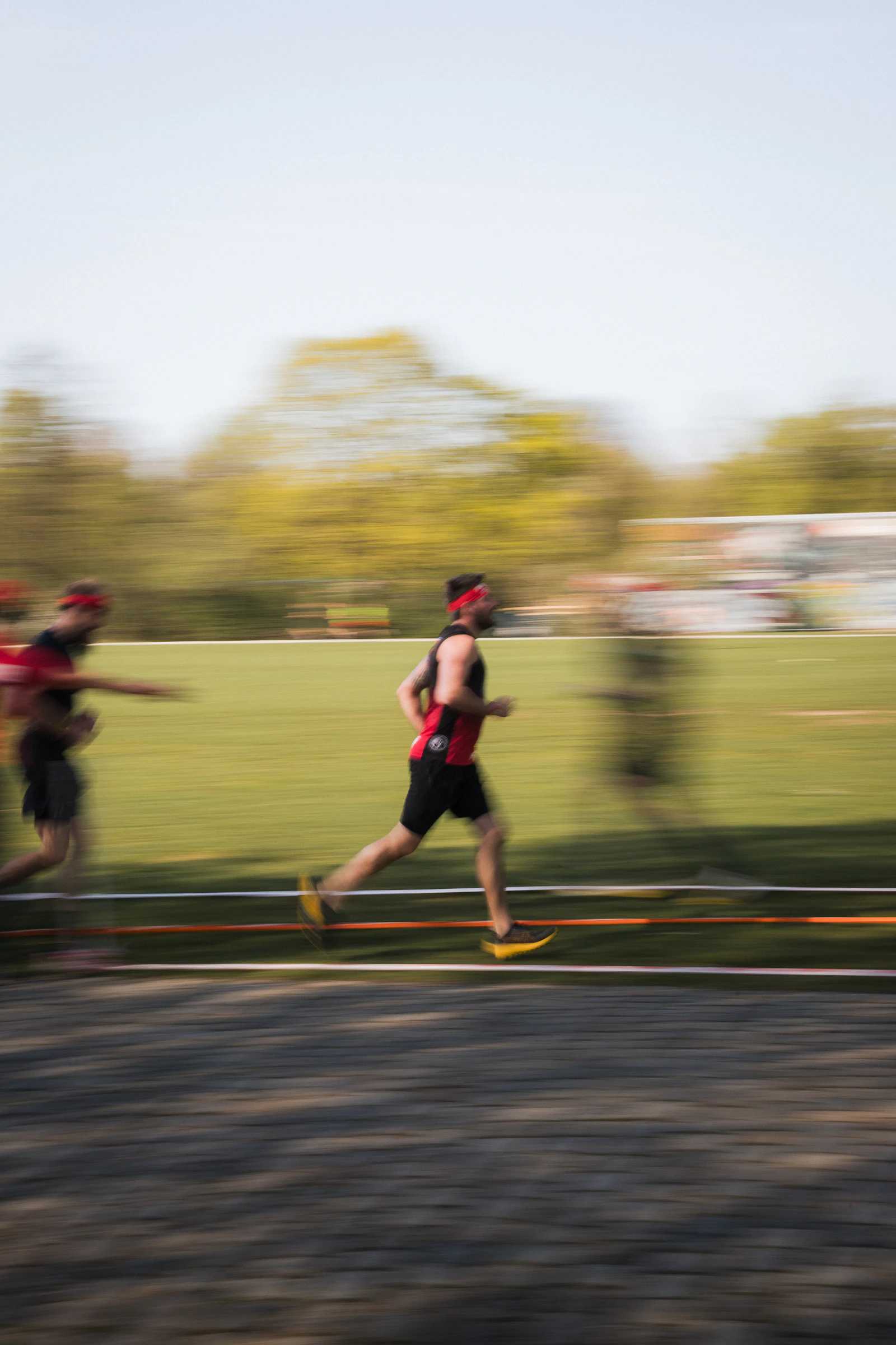 Athletes running with motion blur