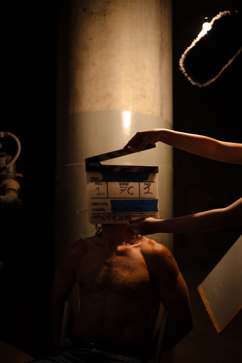 Clapperboard su un set cinematografico