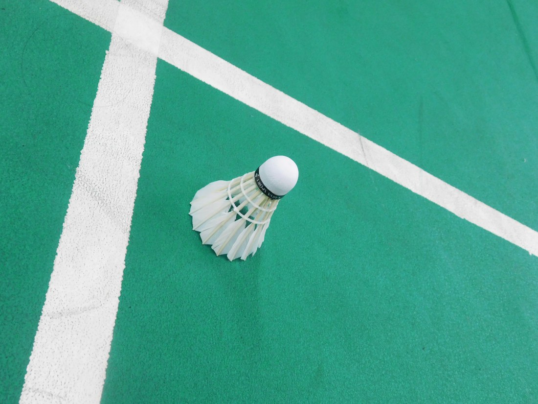 Volant posé sur un terrain de badminton
