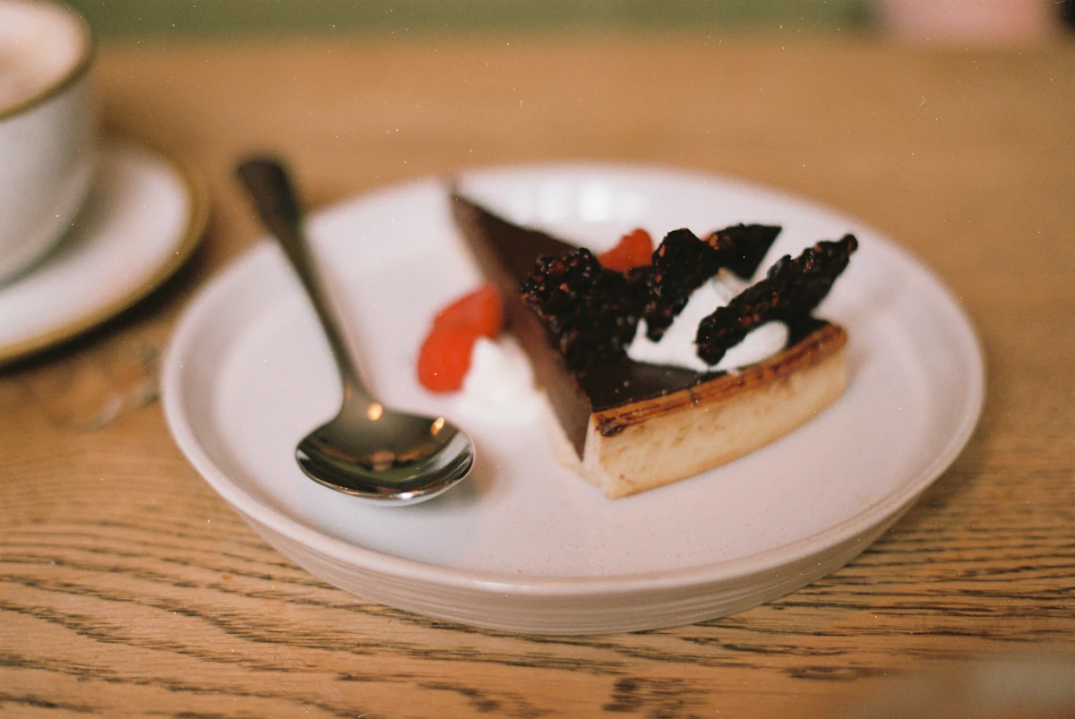 Pastry plated on marble