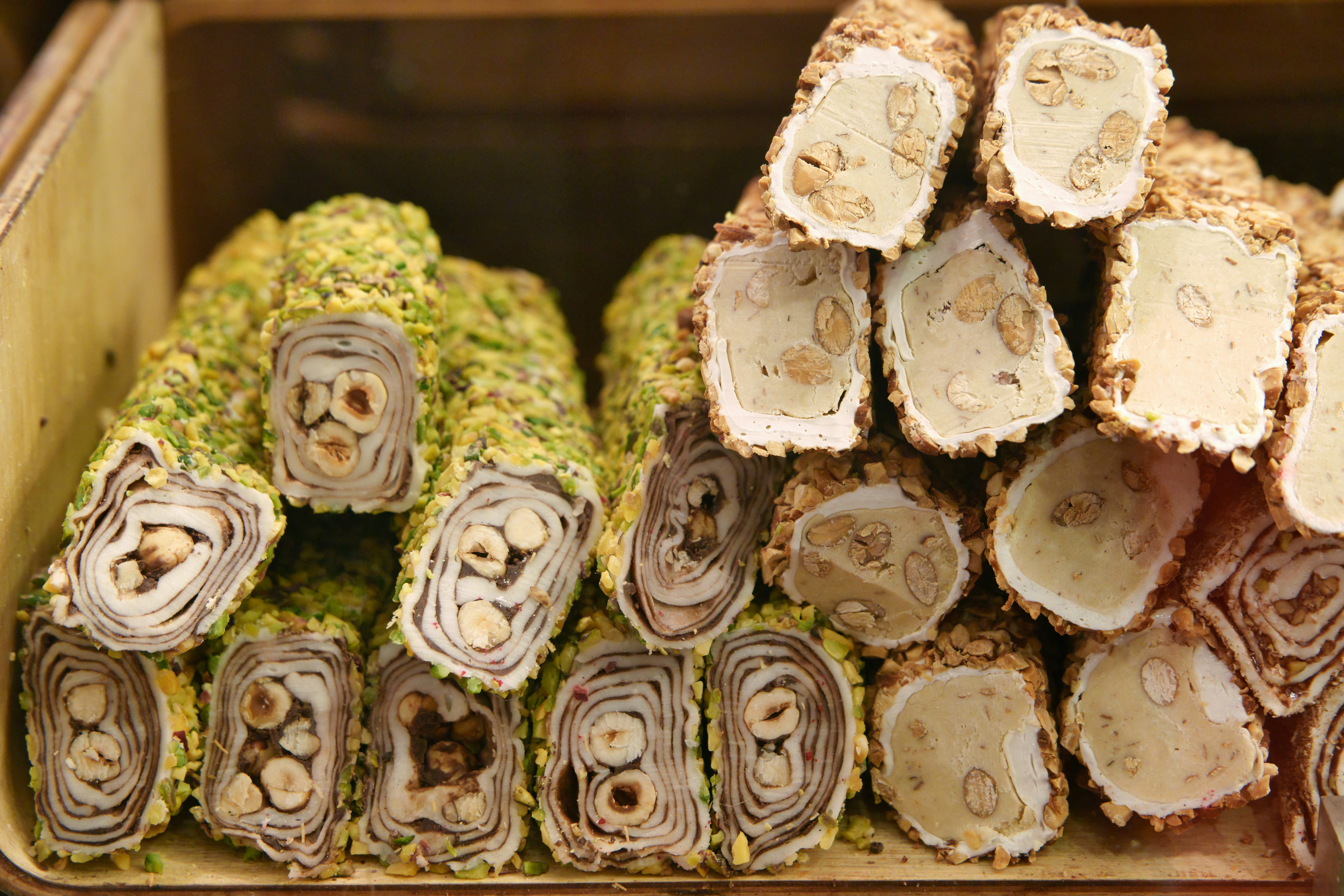 Assortment of turkish delight with nuts and pistachios