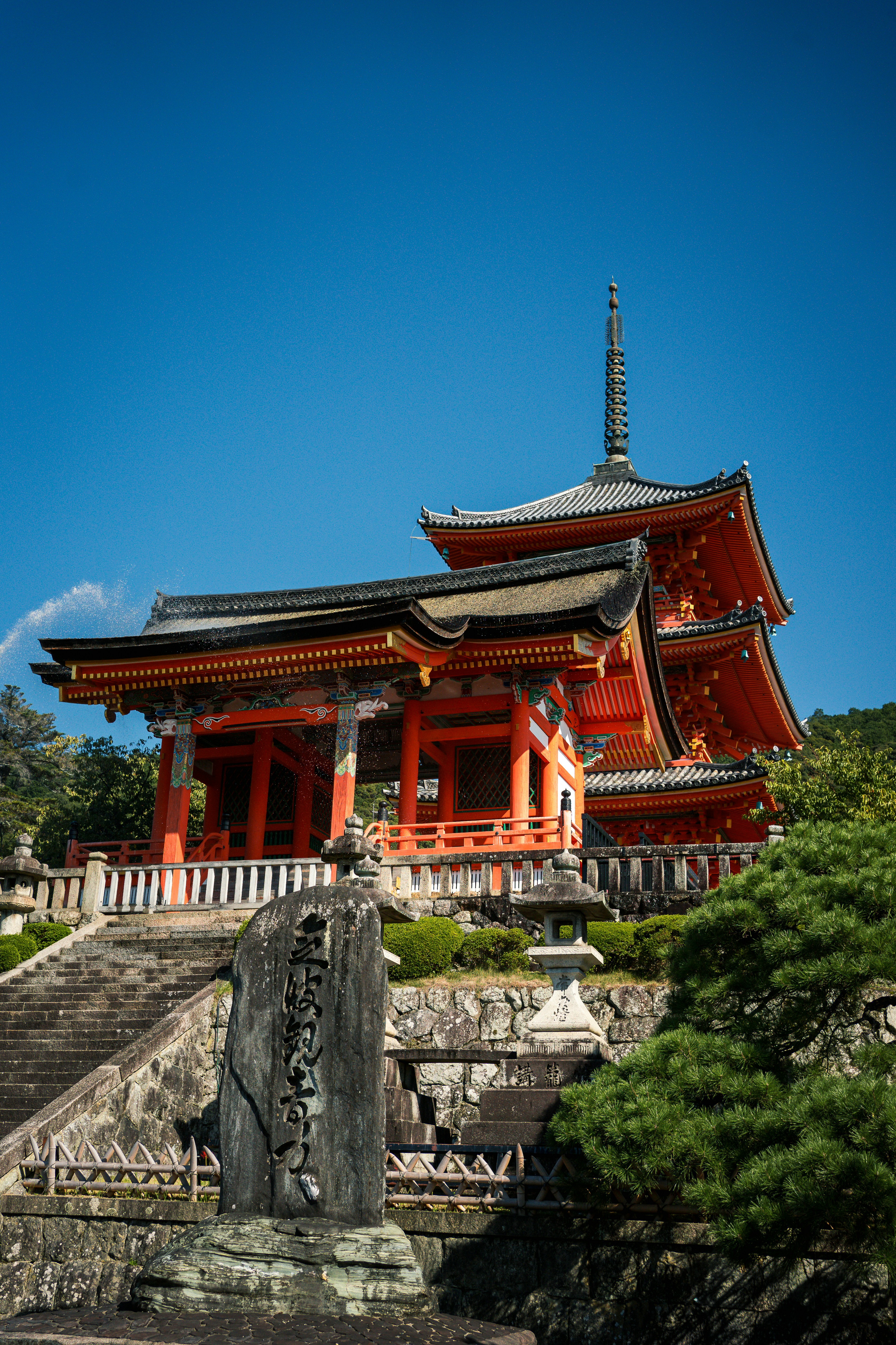 Traditional japanese pagoda and temple buildings under blue sky
