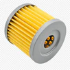 A yellow pleated oil filter with gray ends