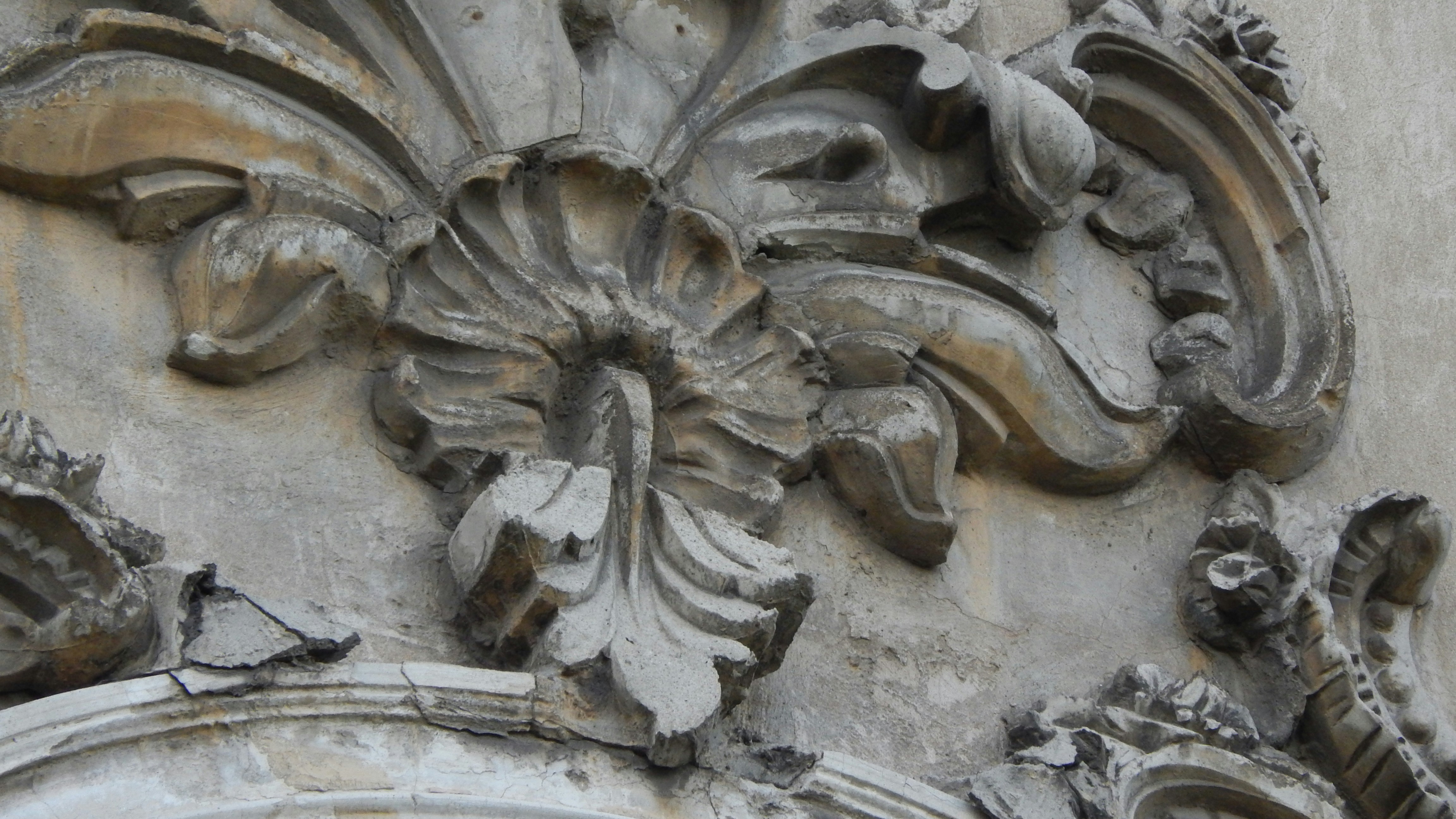 Close-up of ornate stone architectural detail