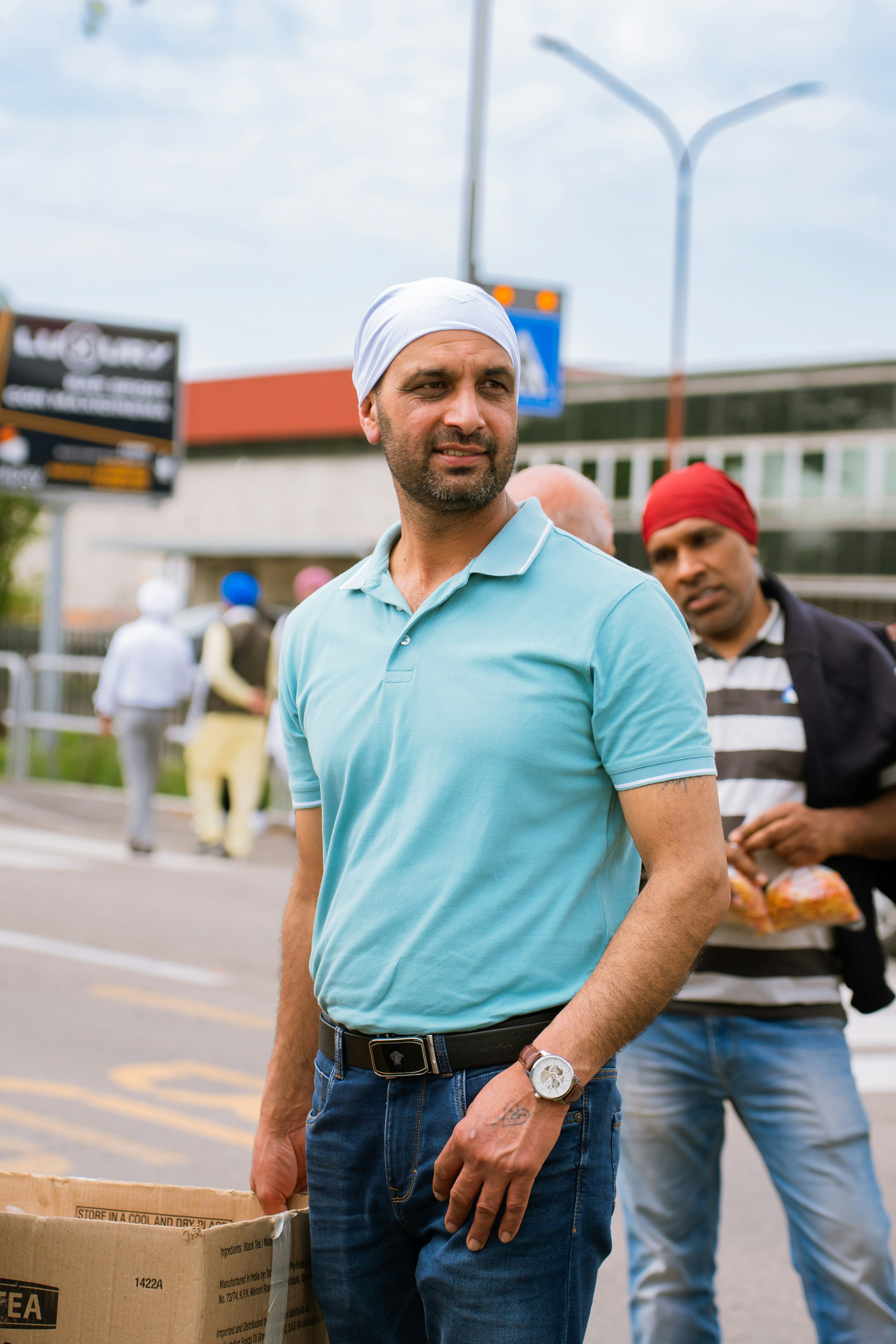 Commodore polo, worn by a Sikh model