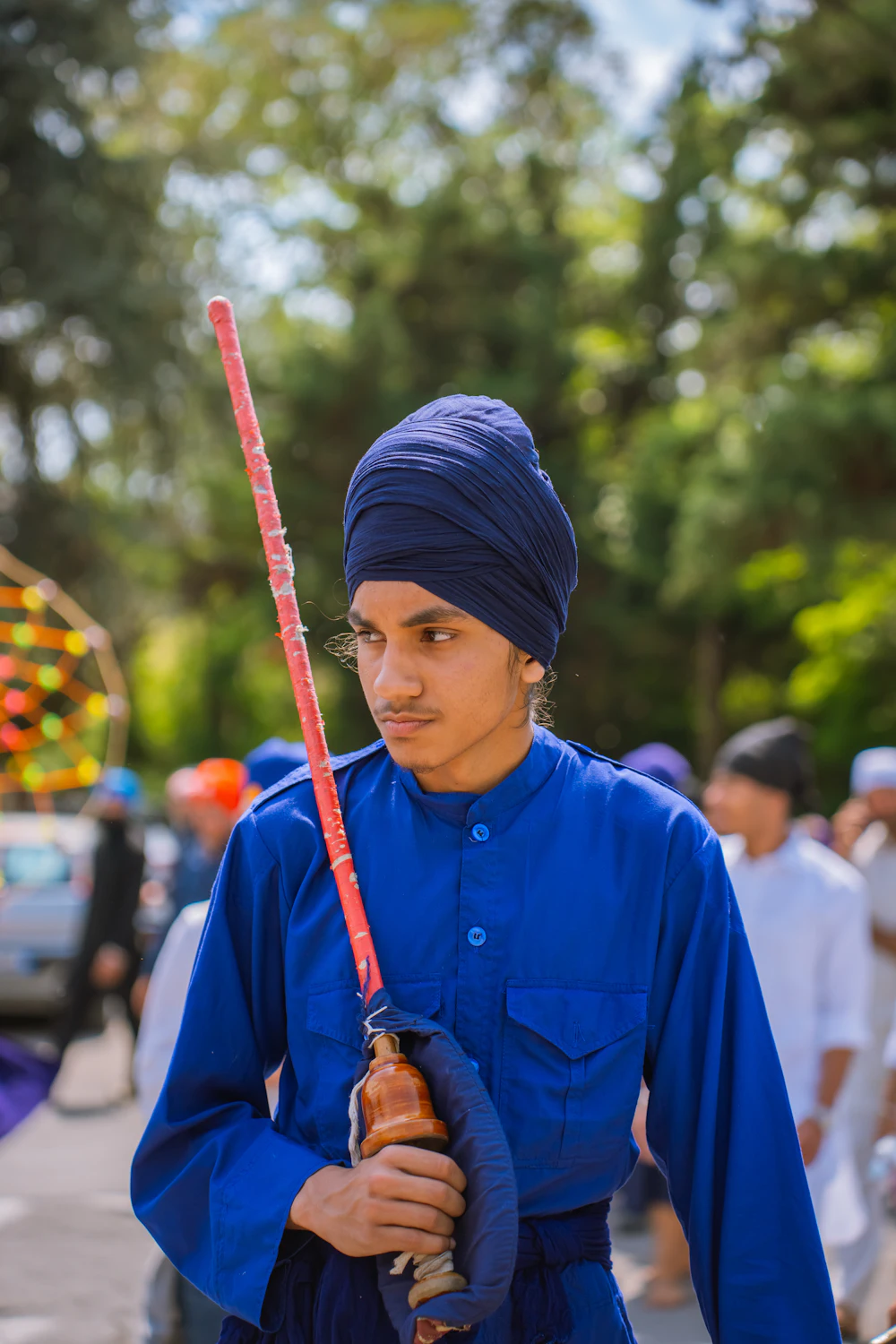 A dastar, Gutka Sahib, Gatka sticks and the Nishan Sahib