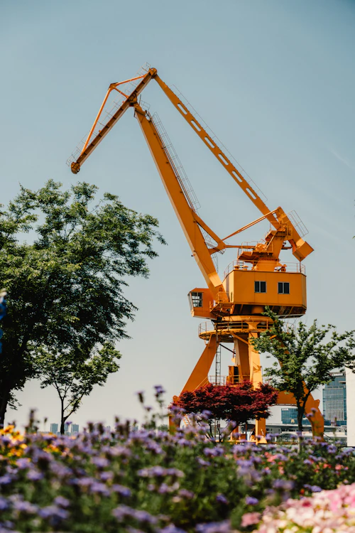 Heavy machinery crane at an industrial site
