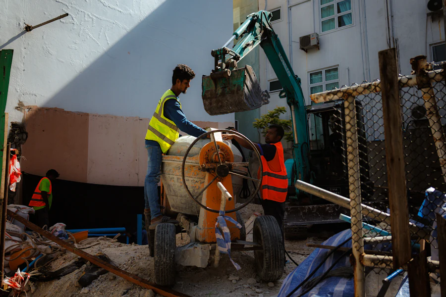 Construction site with scaffolding