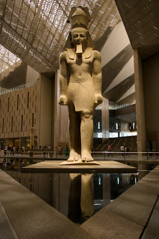 Grand Egyptian Museum greets visitors with a magnificent statue of Ramses II.