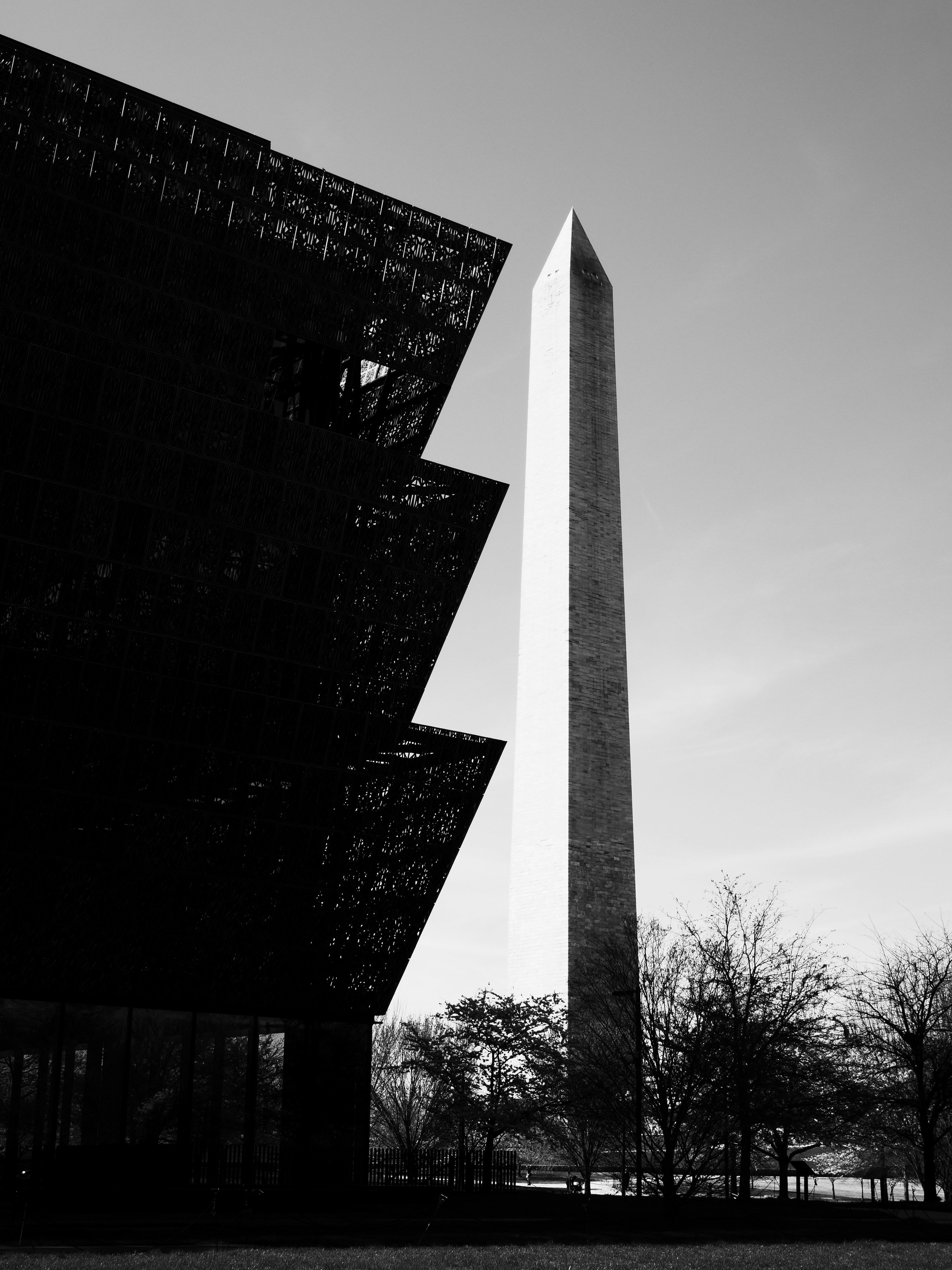 Modern building beside the washington monument
