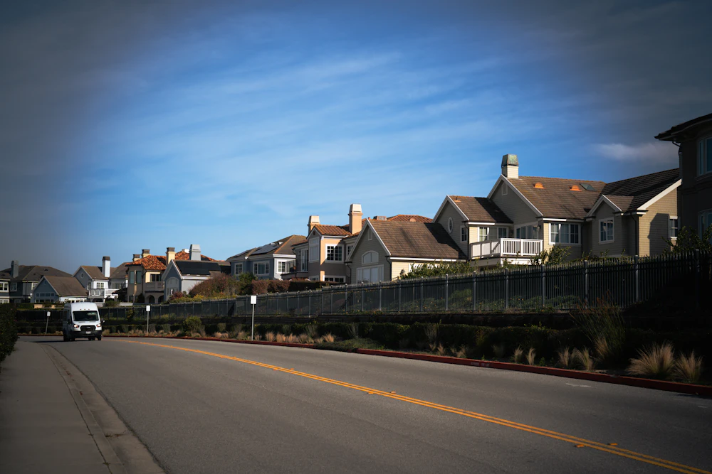 Suburban street with homes