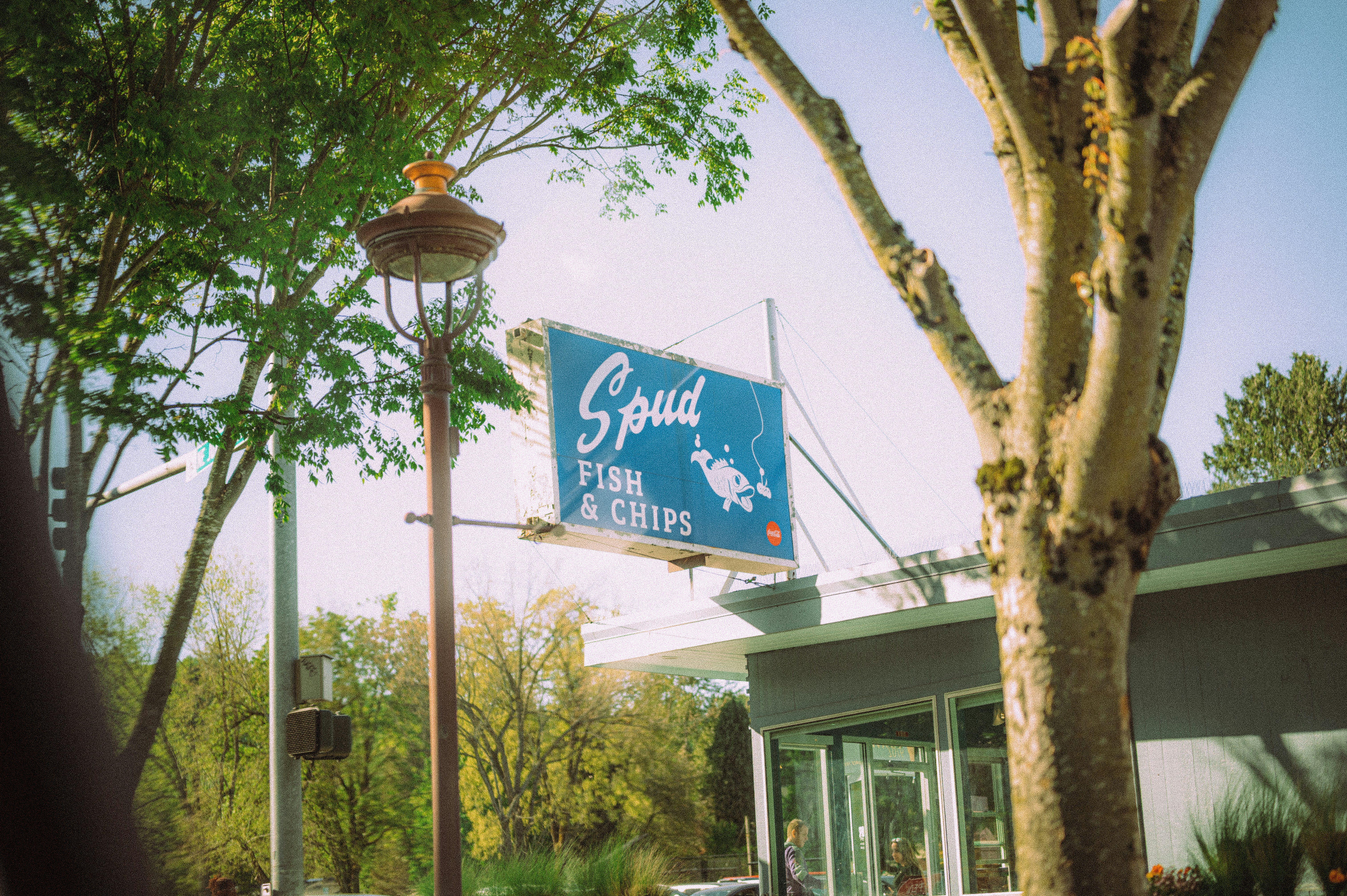 Cartel del restaurante Spud fish and chips