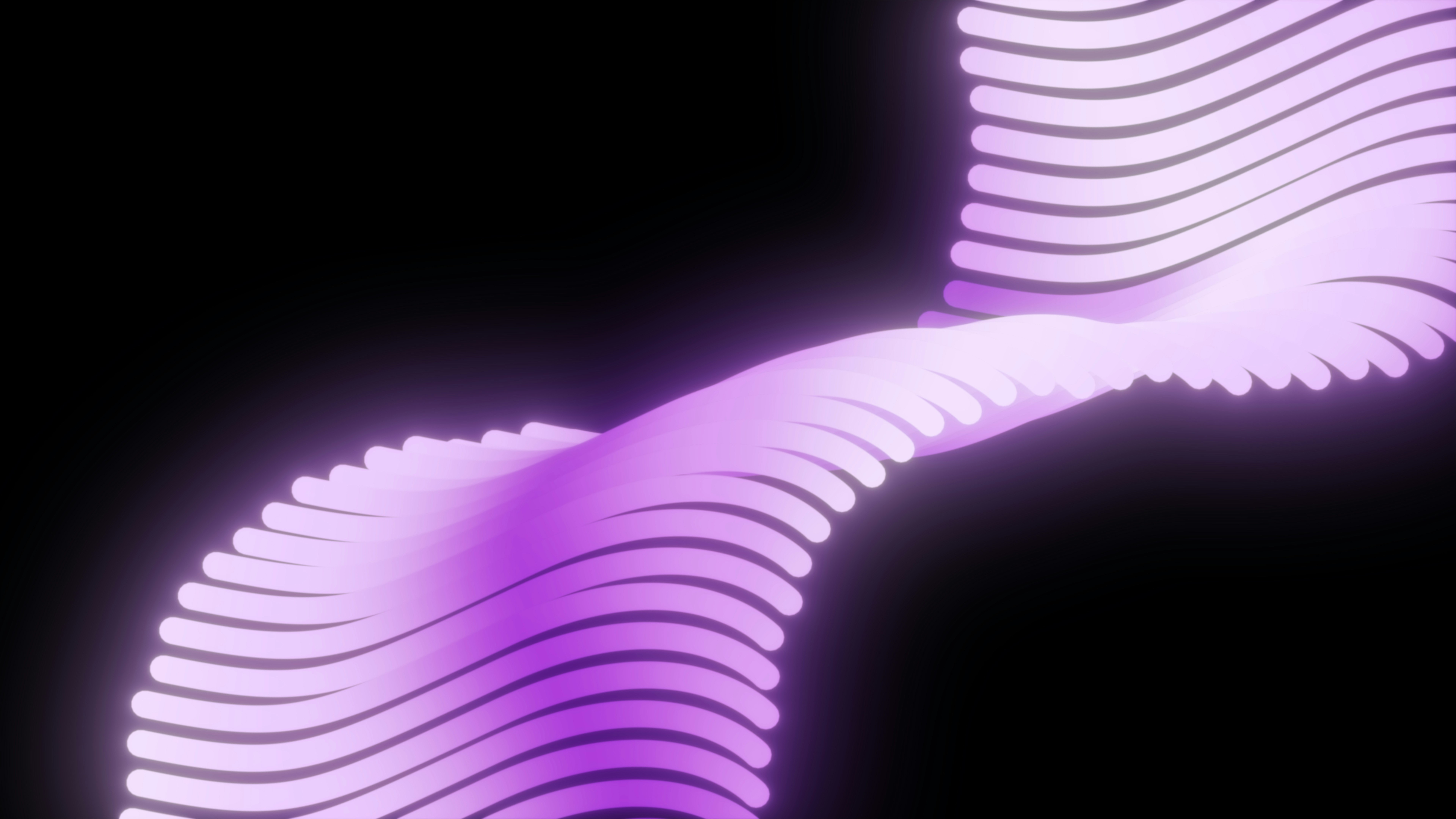 A purple abstract wavy shape on black background