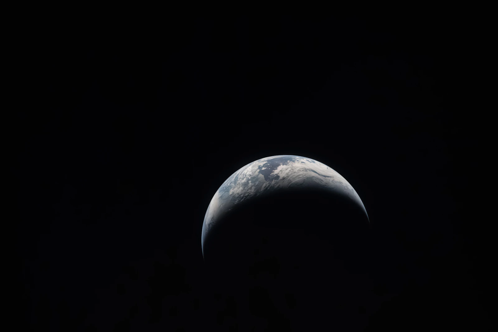A thin crescent of Earth seen from space against the darkness, the whole planet the Kp index describes