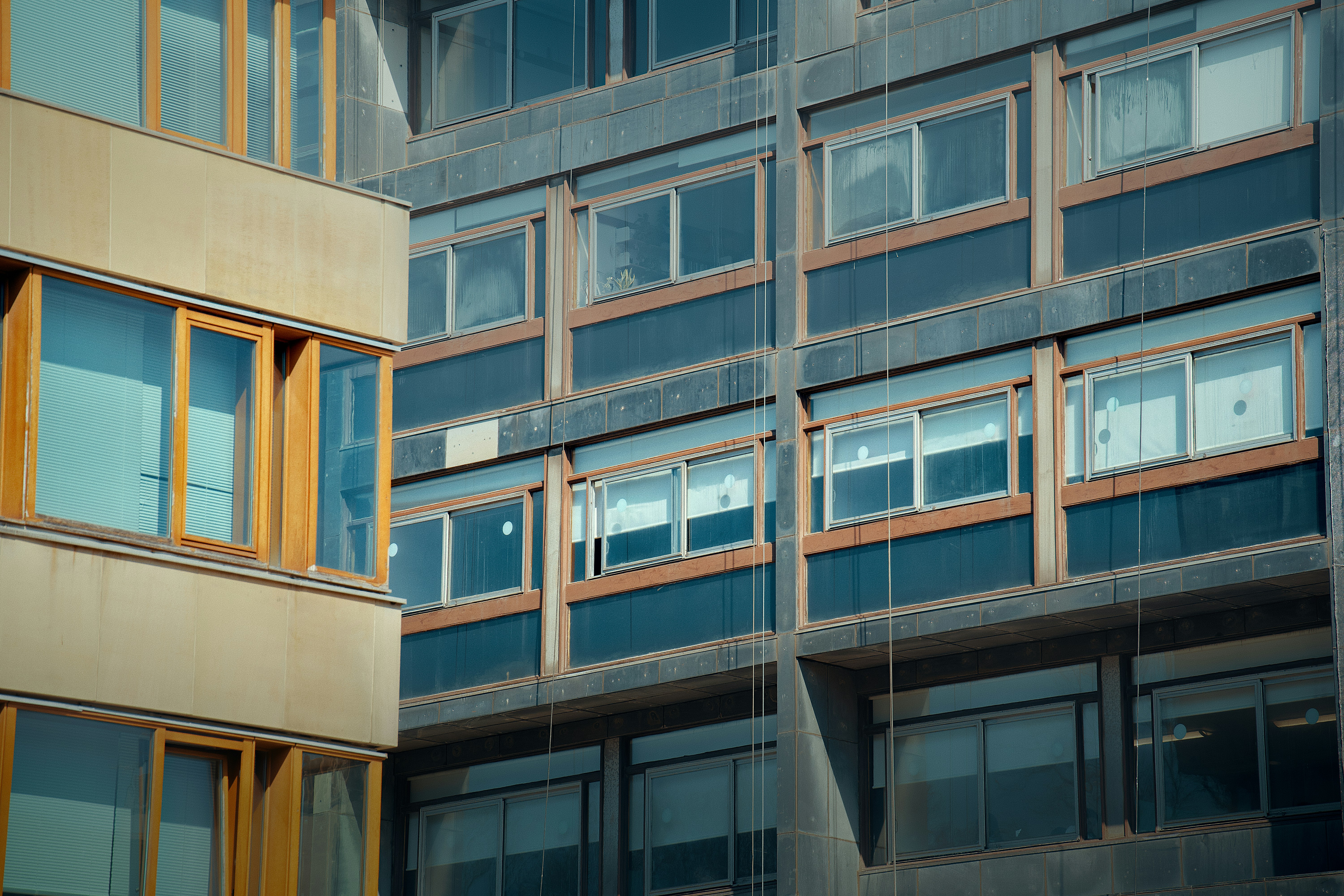 Modern concrete building with many windows