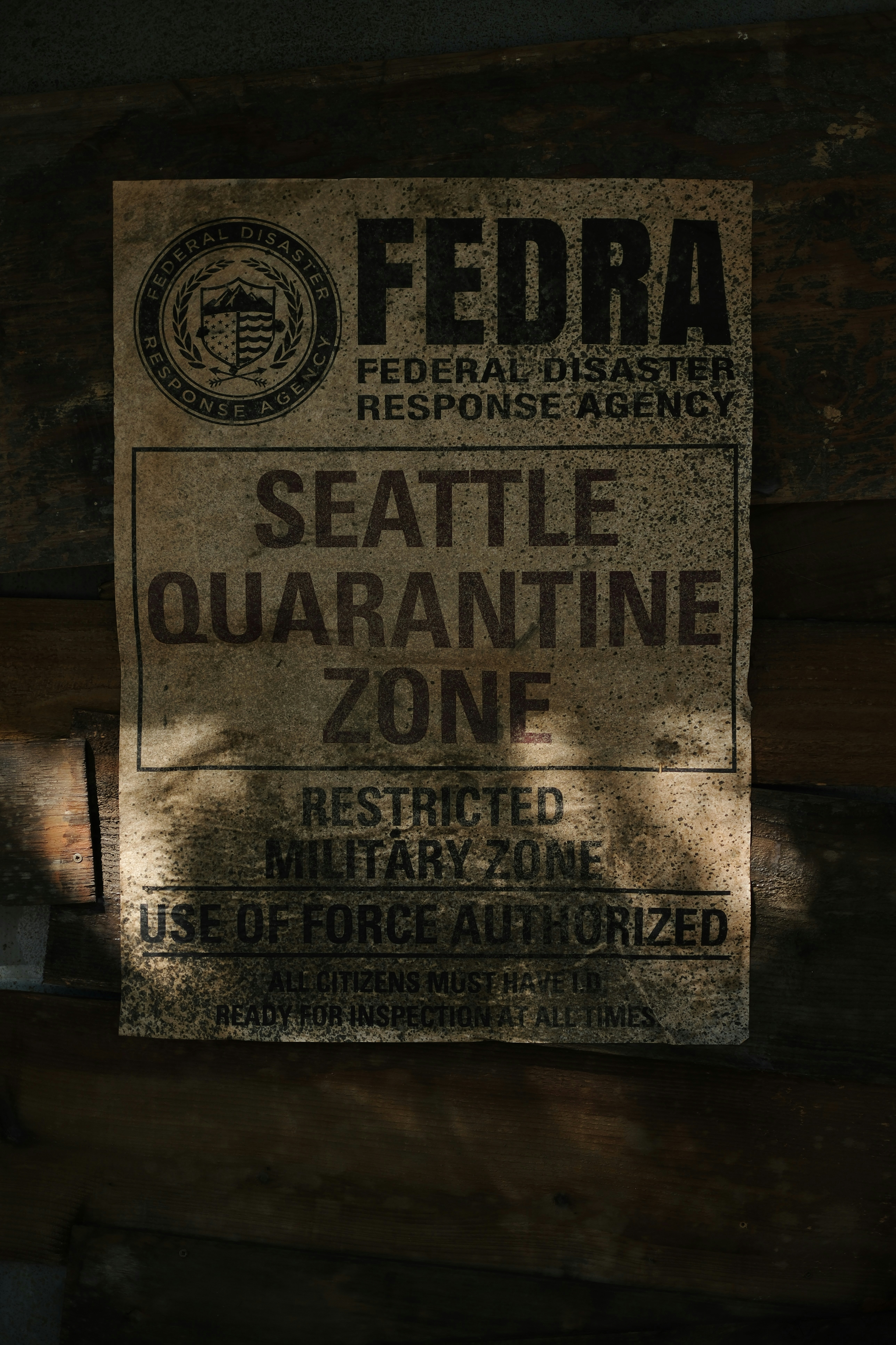 Federal disaster response agency seattle quarantine zone sign