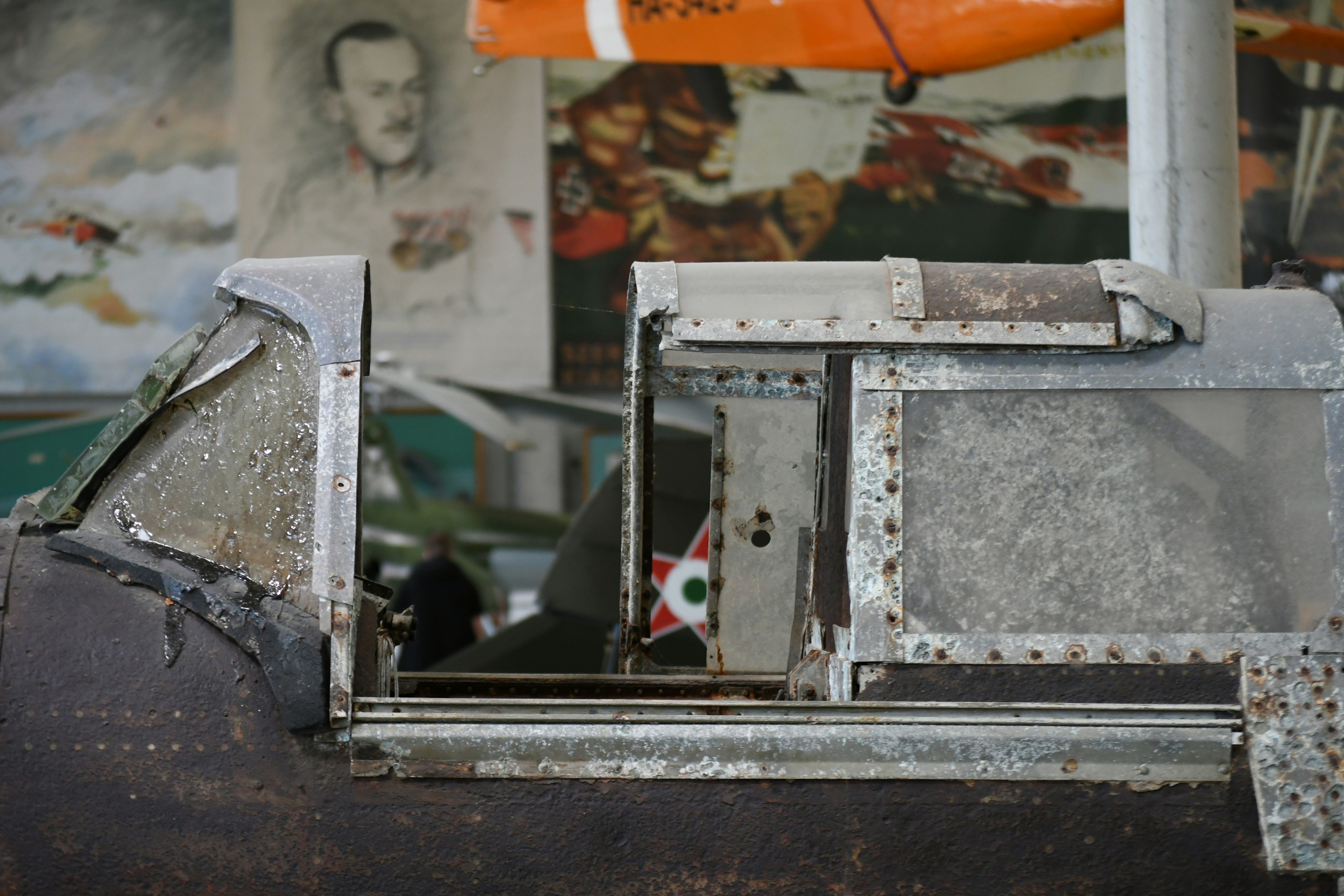 Close-up of vintage aircraft cockpit interior