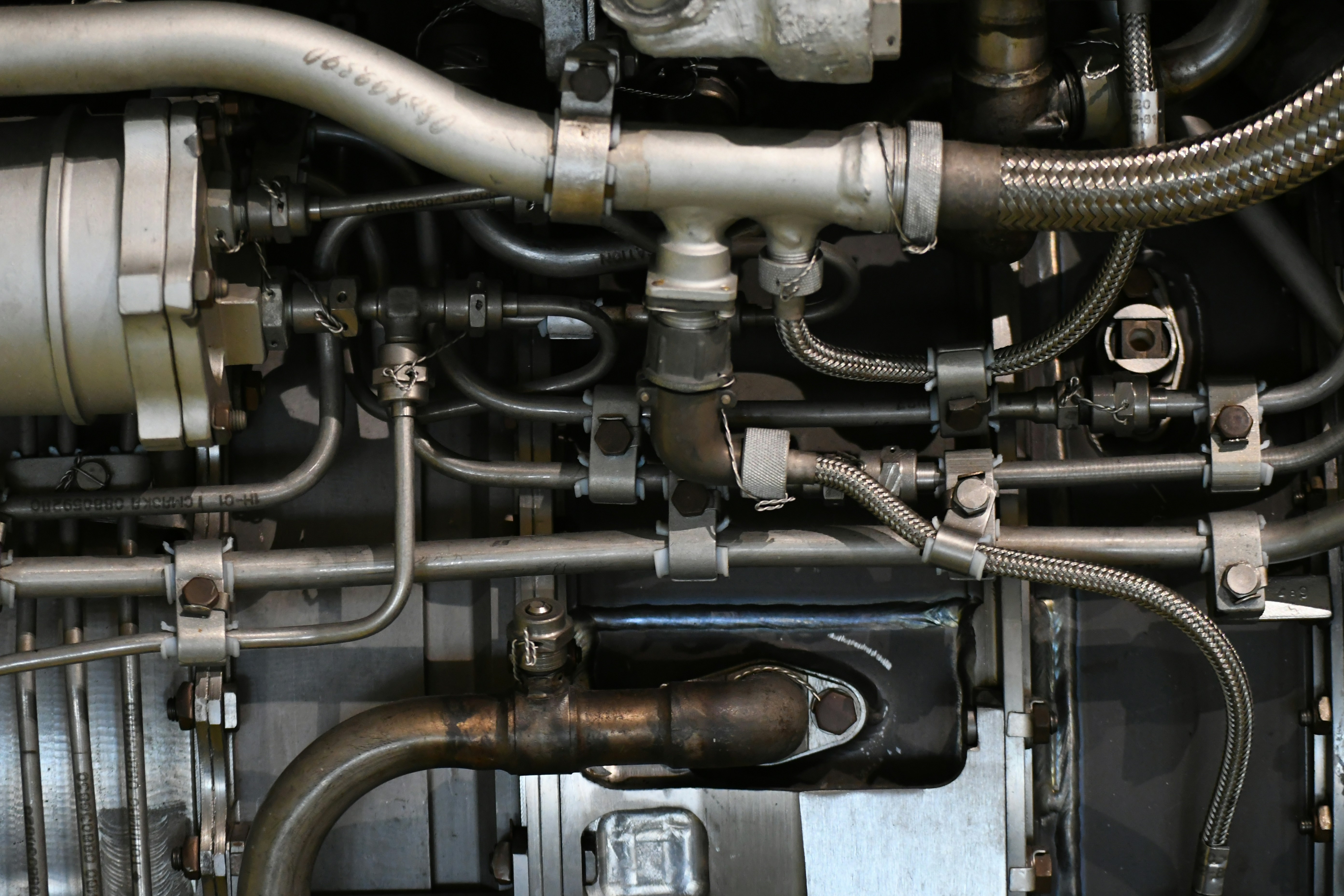 Complex machinery with pipes and wires