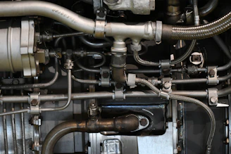 Complex machinery with pipes and wires