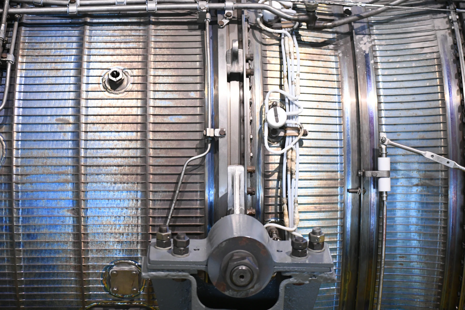 Industrial machinery with pipes and metal walls