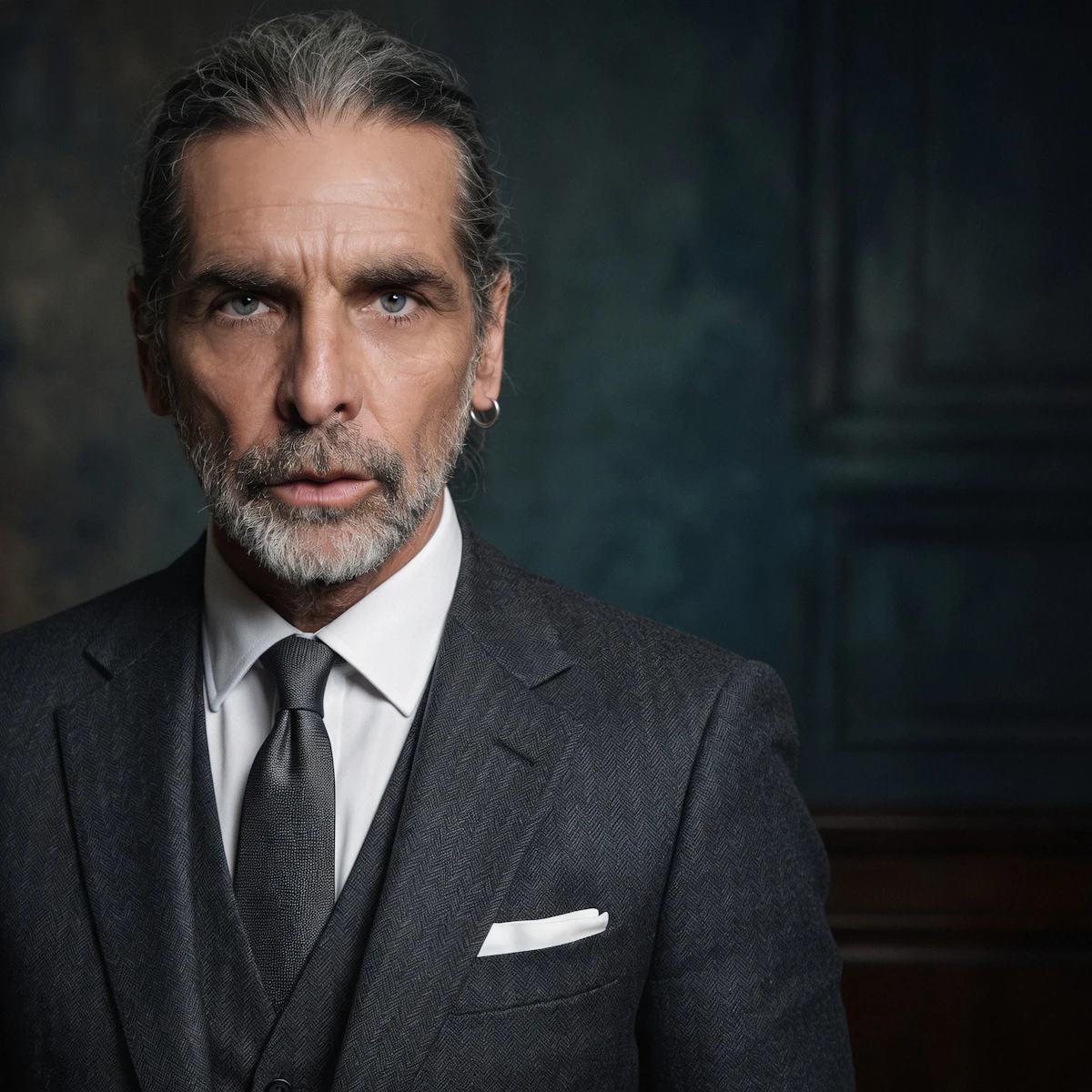 Mature man in suit — work performance