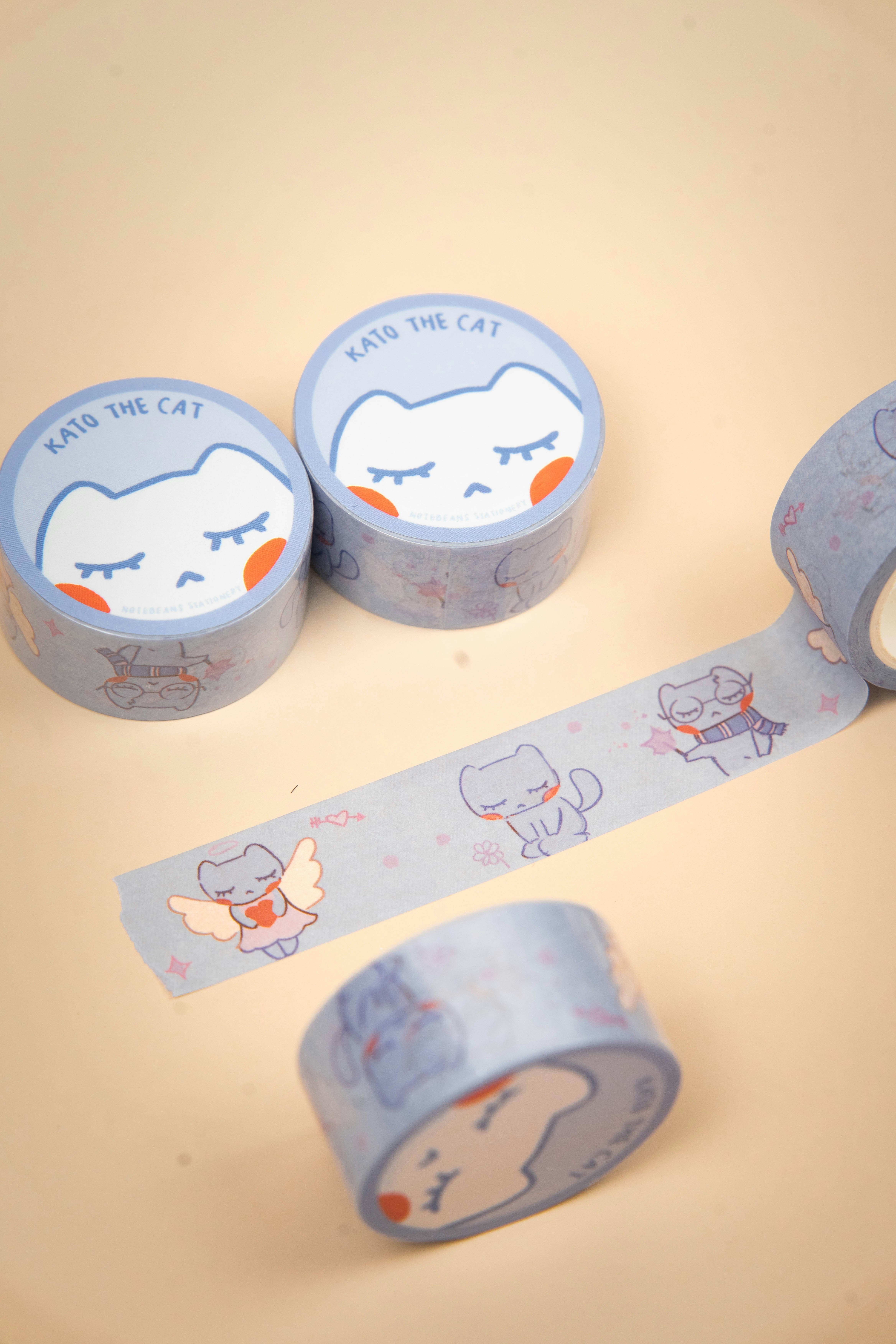 Rolls of tape with cute cat illustrations