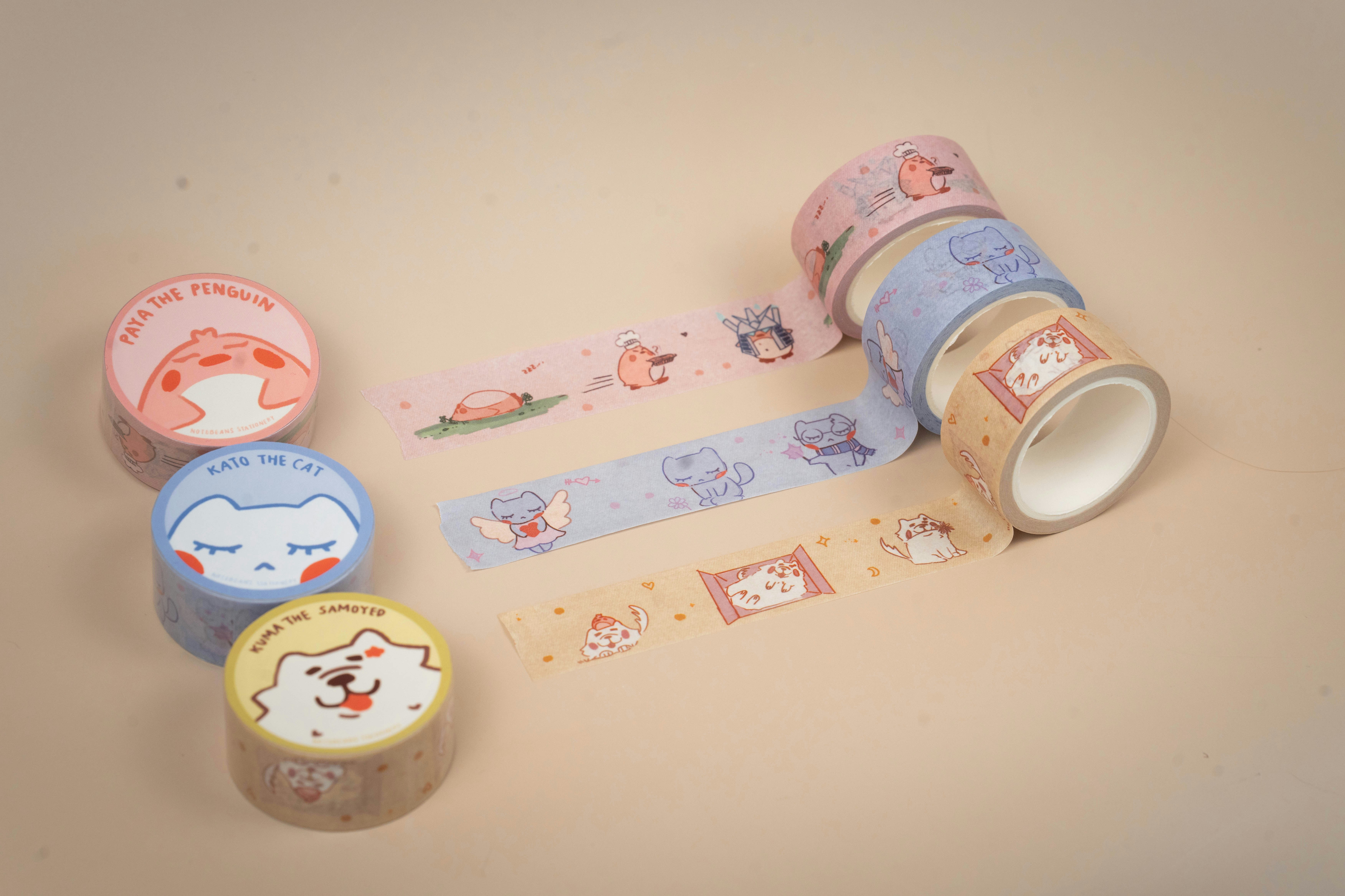 Rolls of decorative tape with cute animal designs