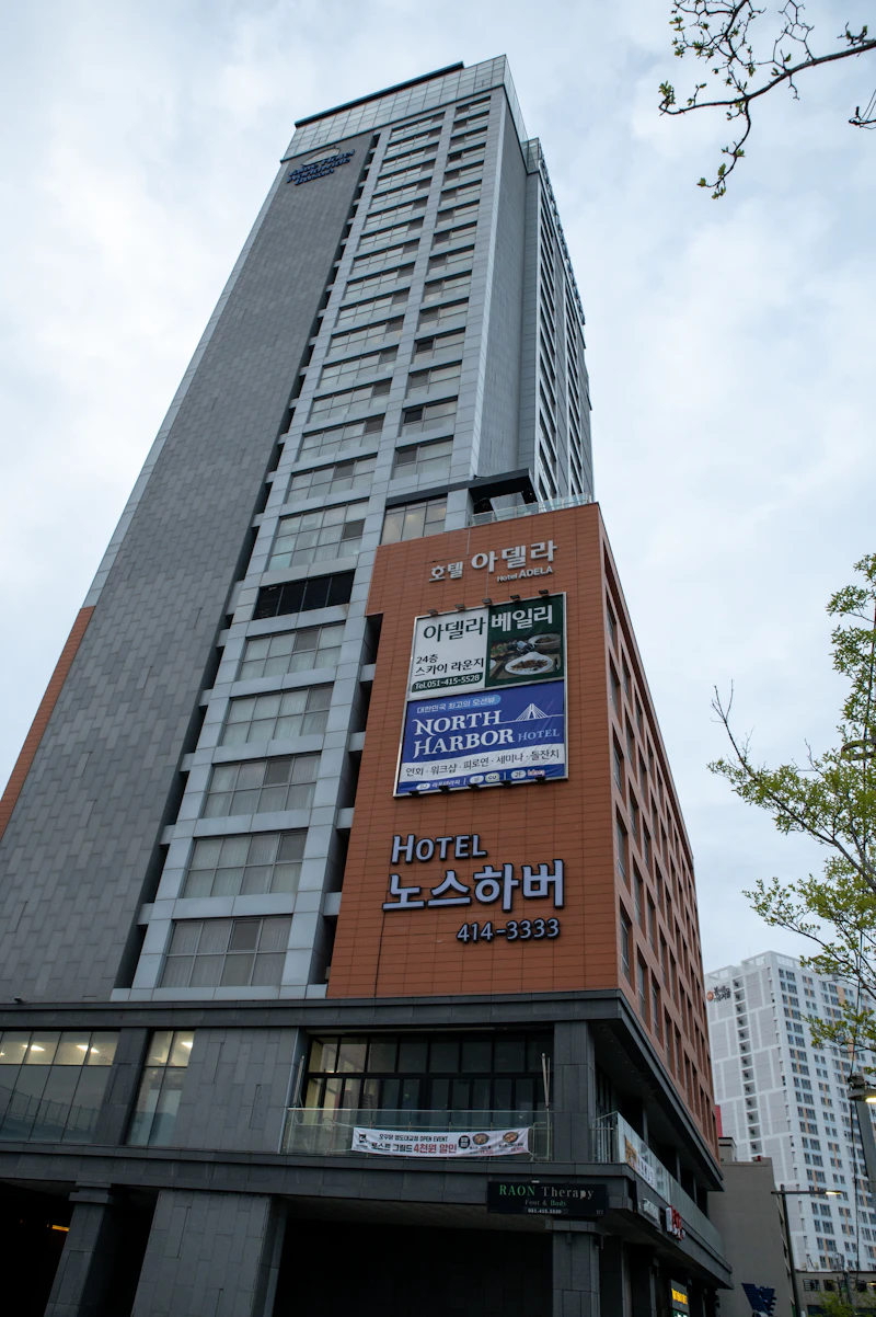 Tall modern hotel building