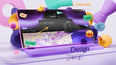 Tablet displaying creative software with abstract shapes.