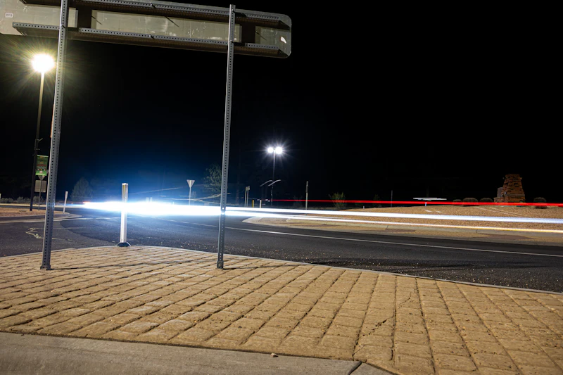 Blurred lights showing speed and motion