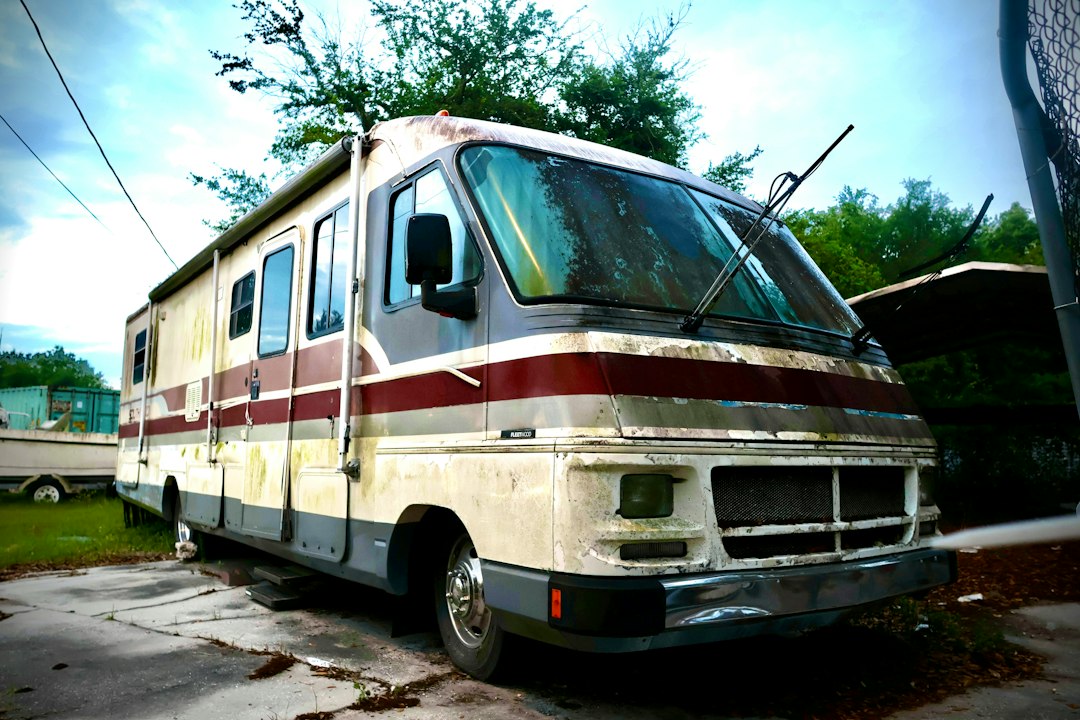 white motorhome exterior