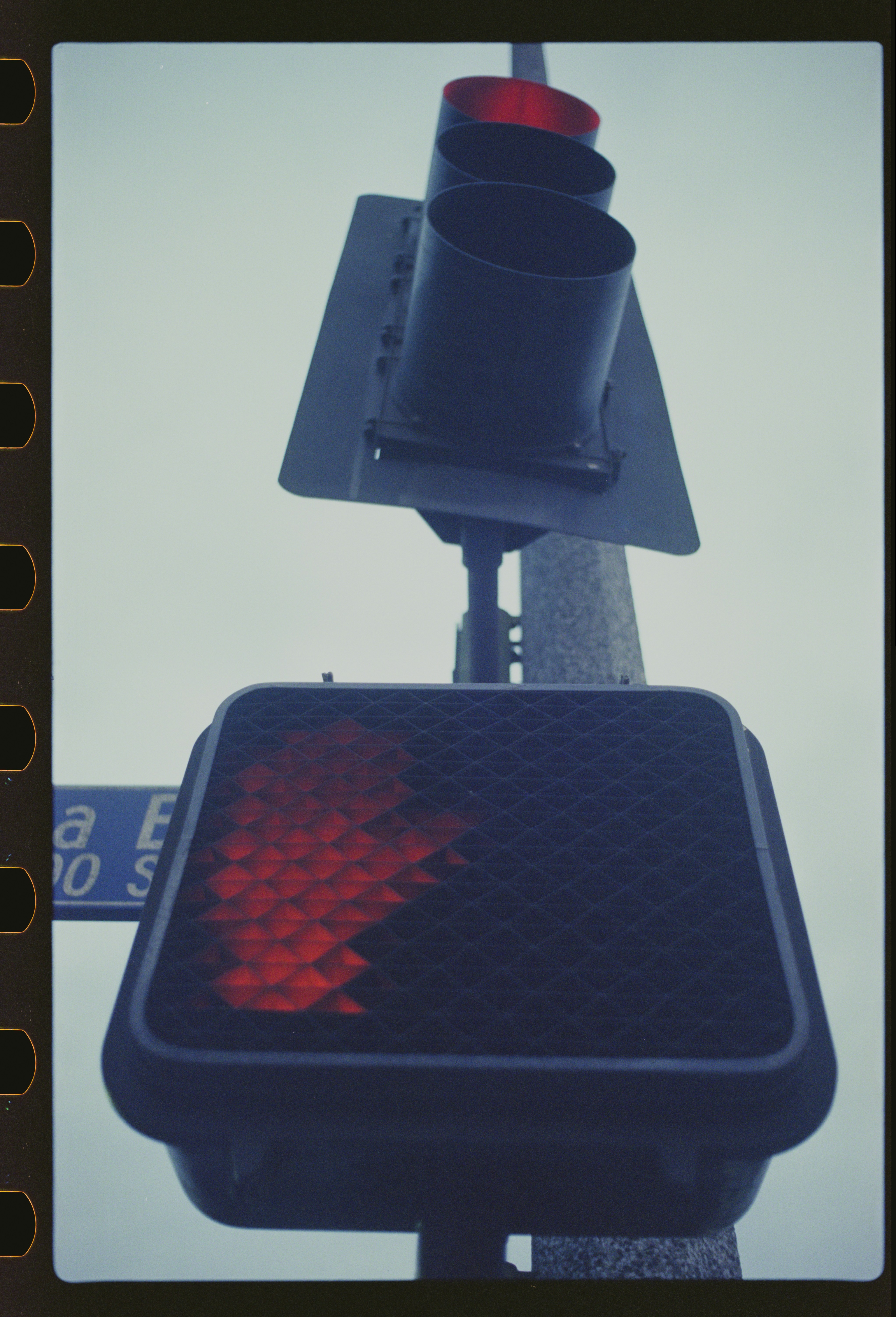 Red hand signal at a pedestrian crossing