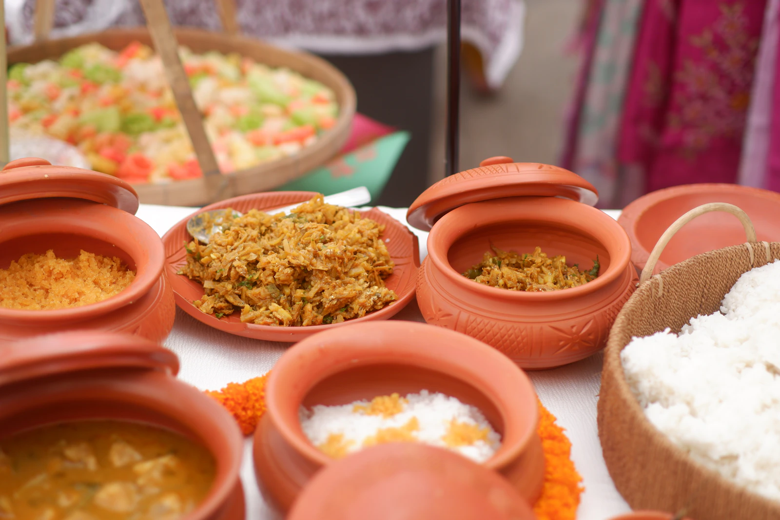 Curries served in traditional clay pots